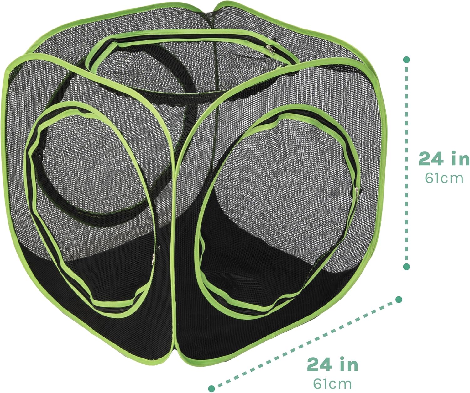 Kitty City Large Outdoor Cat Play Cube, Mesh Pop-Up Cat Enclosure for Indoor & Outdoor Use, Expandable Modular Cat Playpen with Zippered Access - Green