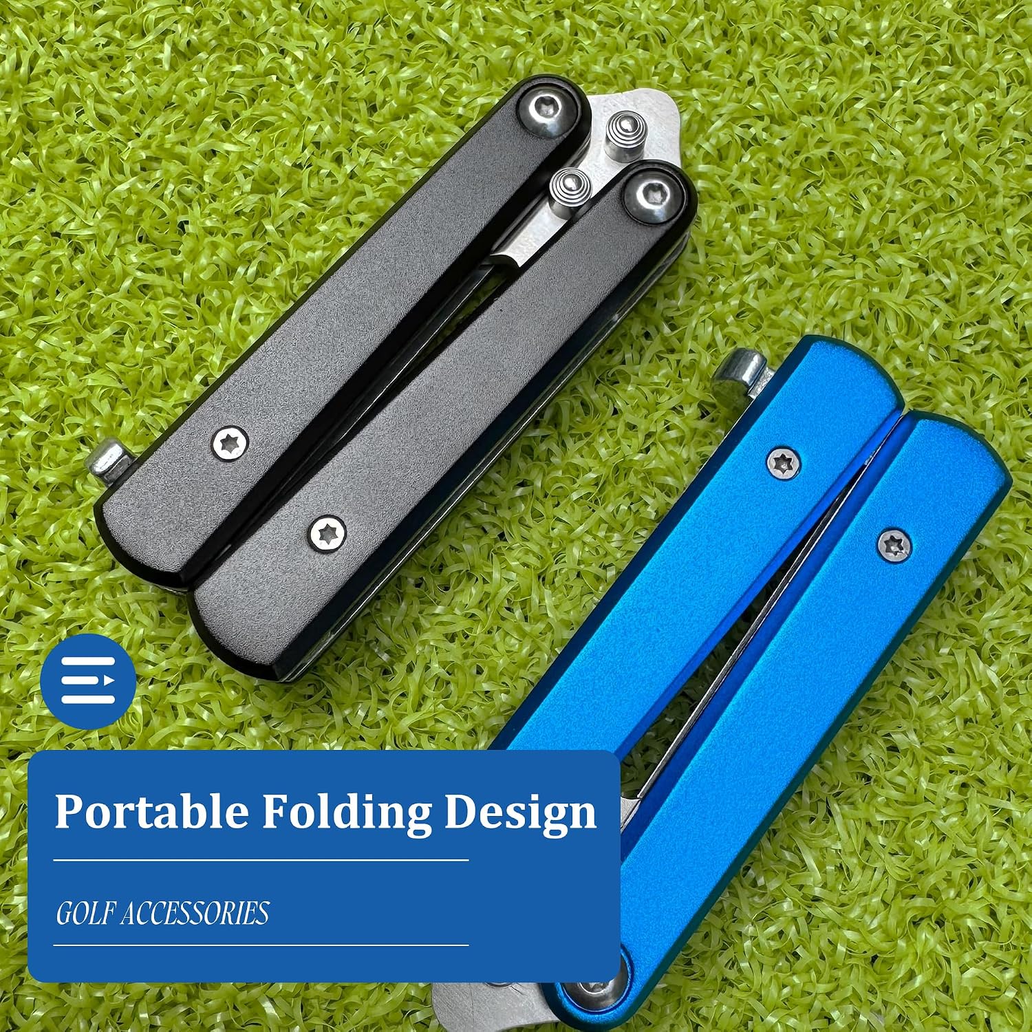 Golf Divot Repair Tool, Foldable Stainless Steel with Bottle Opener, Black | Foldable Butterfly Design, Lightweight and Portable, Golf Accessory for Golfer, Perfect Golf Gift