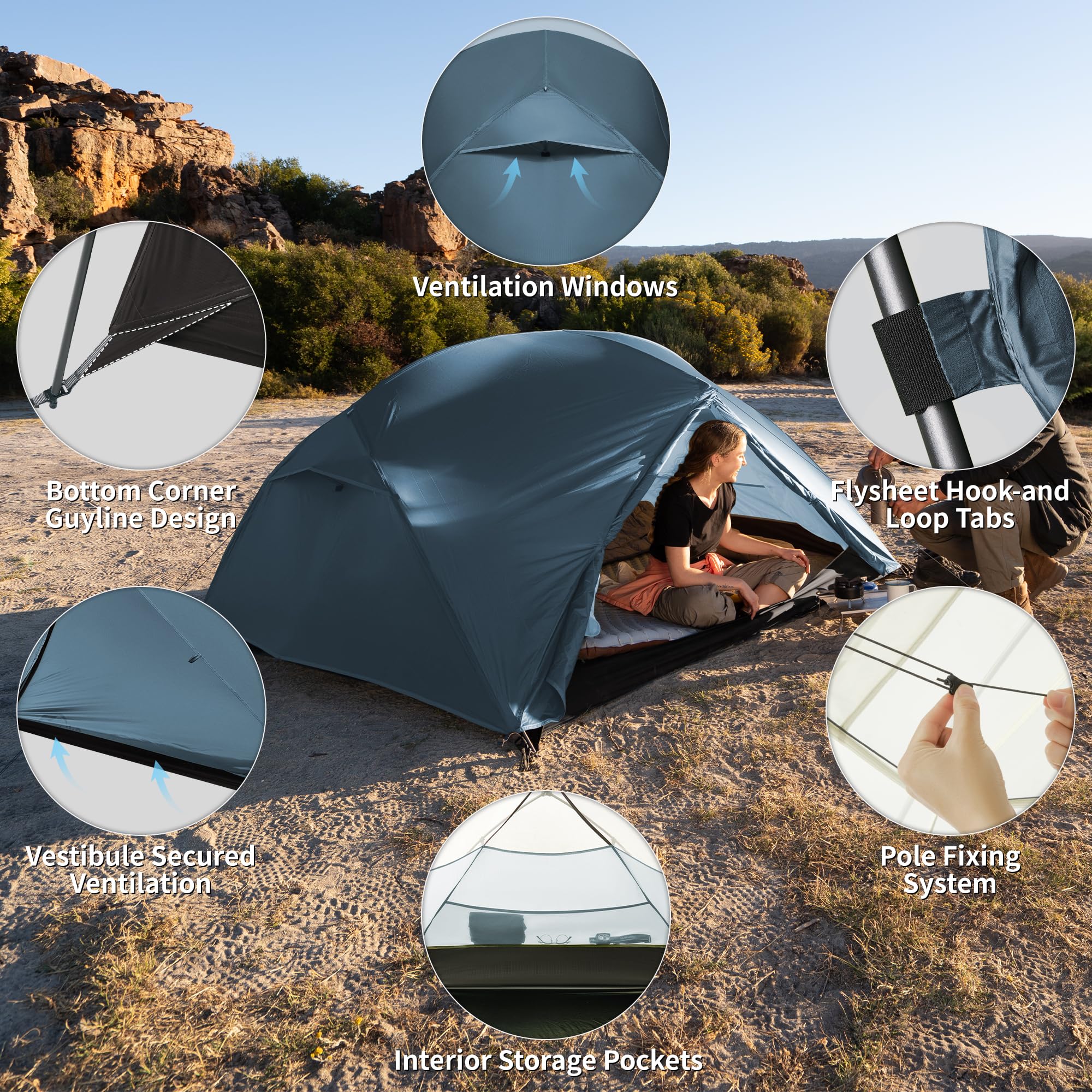 Naturehike Mongar Base Tenda da campeggio 2-3 persone ultraleggera impermeabile trekking