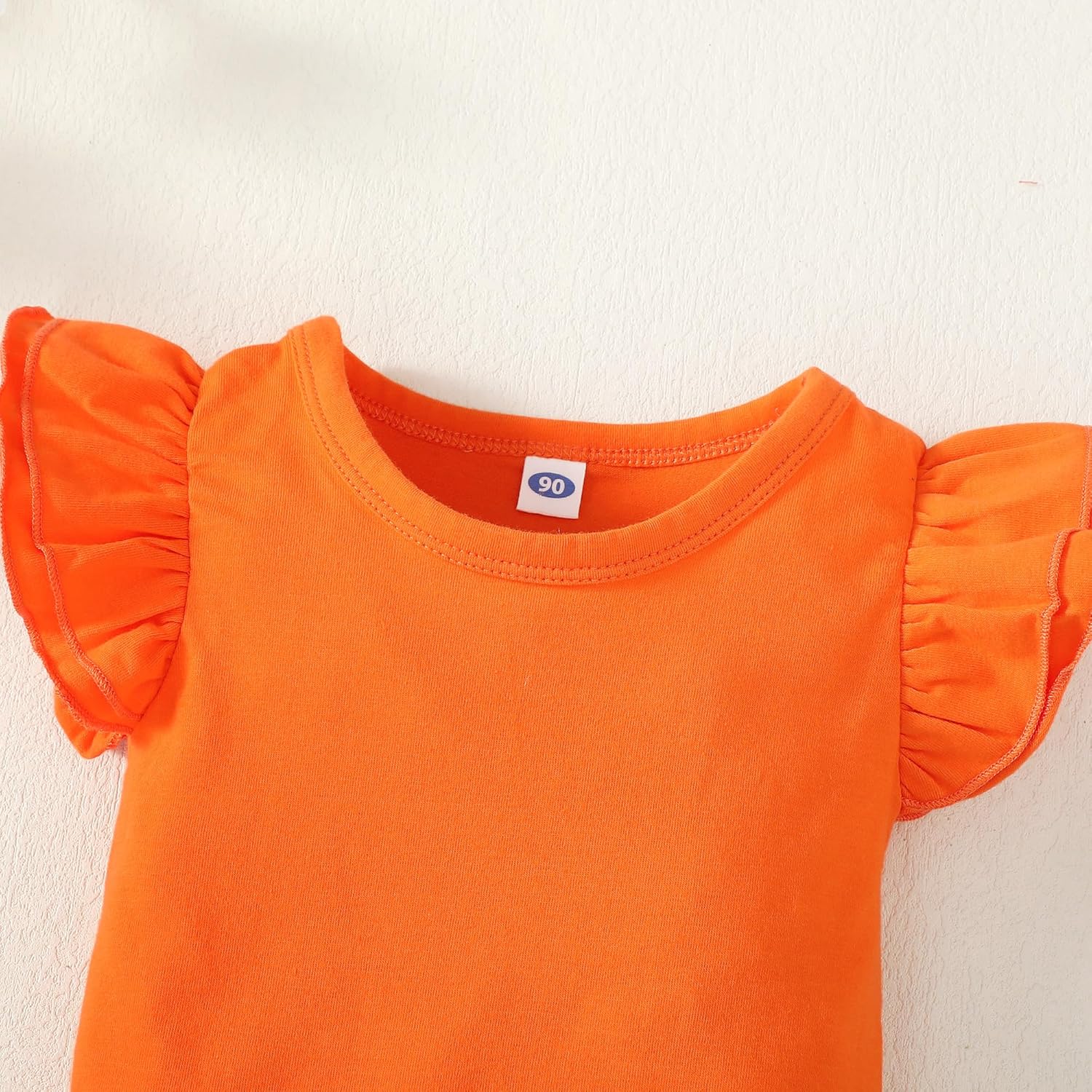 LYSMuch Baby Girls Ruffle Sleeves Bodysuit Infant Solid Color Top Jumpsuit - Image 3