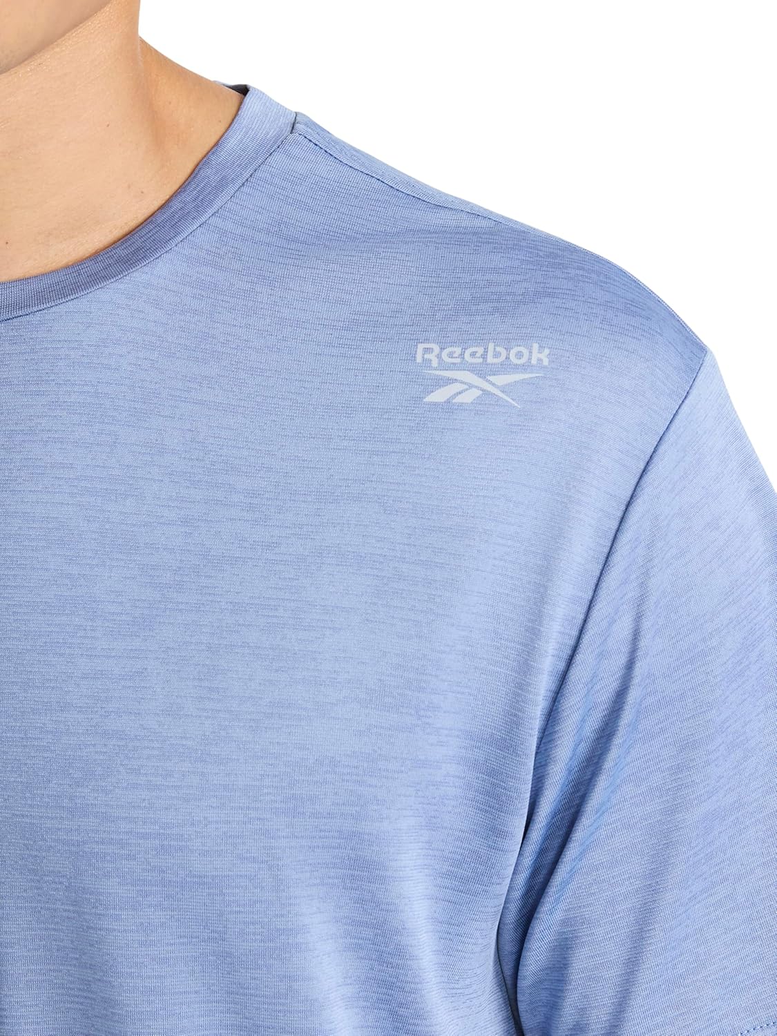 Reebok Men's Small Logo Short Sleeve Crewneck T-Shirt, Standard Fit, Breathable Lightweight Stretch Knit Fabric