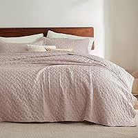 Vista 103 de Bedsure – Juego de colcha ligera con patrón de tejido de canasta, juego de edredón suave para todas las estaciones, incluye 2 fundas de almohada