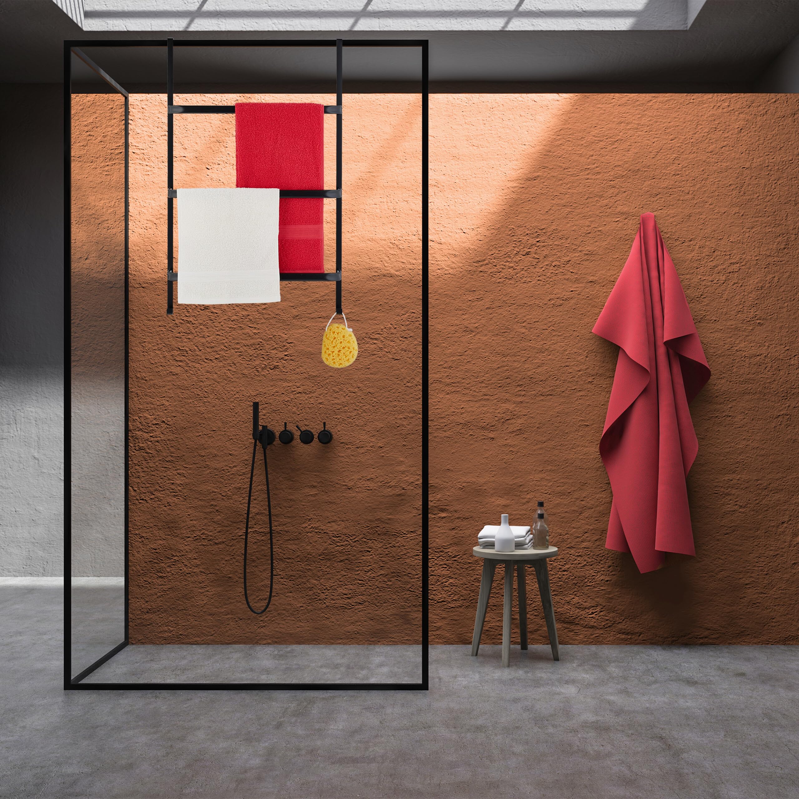 Relaxdays Portasciugamani Da Appendere Alla Porta - 3 Aste, Nero - Senza Bisogno Di Forare - Foto 2