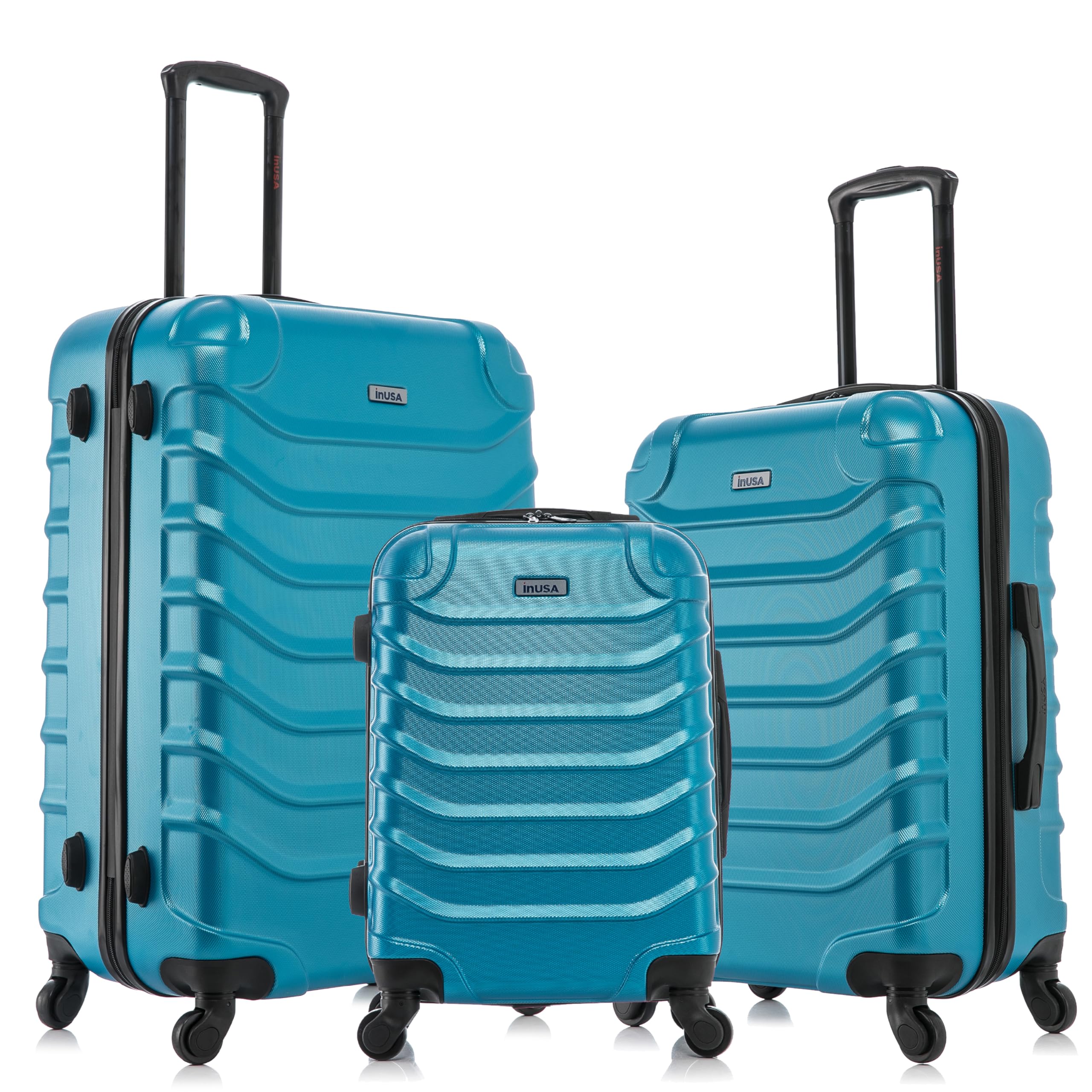 InUSA ENDURANCE Luggage with Spinner Wheels | Spacious Durable Lightweight Hardshell Suitcase, Travel Sets with Handle and Trolley | (20in, 24in, 28in) 3 Piece Luggage Set | Teal