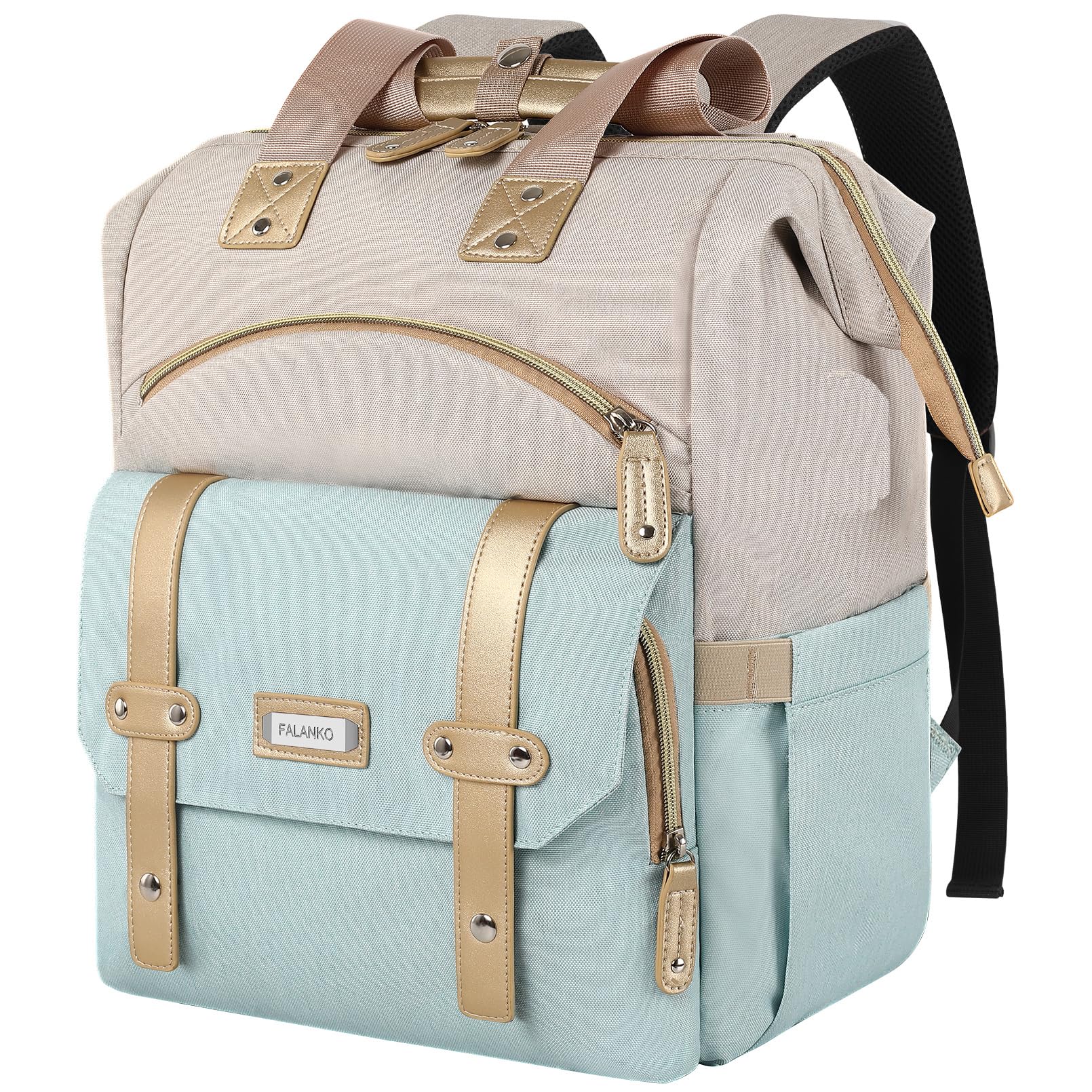 FALANKO Laptop Backpack for Women,17 inch Computer Backpack for Work School Nurse Teacher Business College with Laptop Compartment,RFID, Water-resistant Large Wide Open Travel Backpack Bookbag