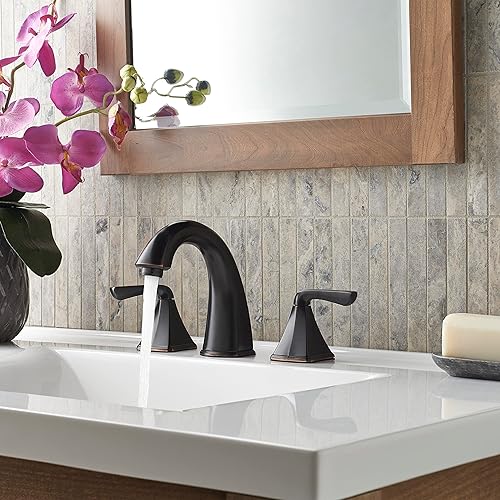 Miniatura 3 de Pfister Selia LF049SLYY - Grifo para lavabo de baño, 8 pulgadas de ancho, 2 asas, 3 agujeros, acabado de bronce toscano, LF049SLYY