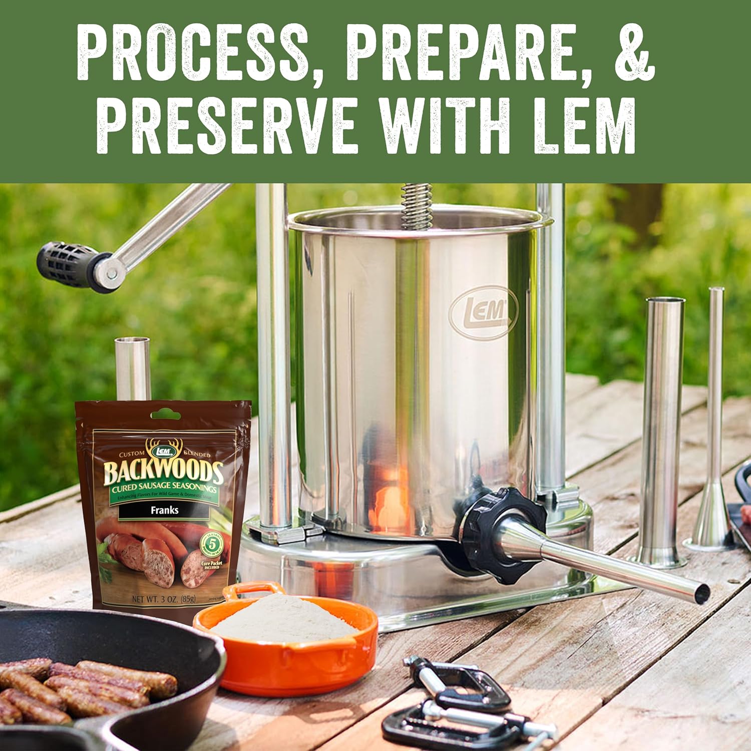 LEM Backwoods Cured Sausage Seasoning with Cure Packet, Franks