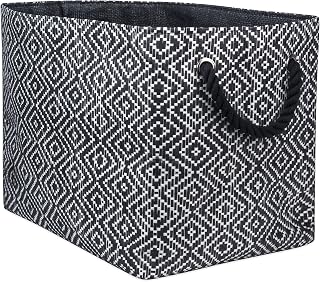 DII Woven Paper Storage Bin, Diamond Basketweave, Black/White, Large