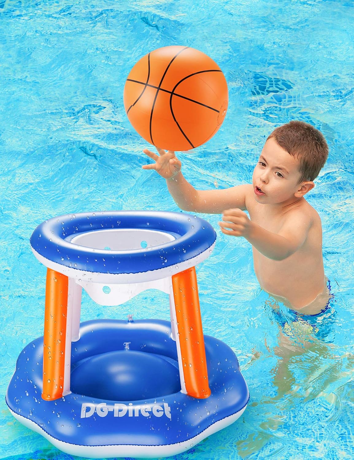 DG-Direct Inflatable Pool Game Set, 118" Inflatable Volleyball Net Basketball Hoop and Balls Set for Kids & Adults, Swimming Game Toys Summer Floats for Water Sports Pool Party-118 x37.4”x28”: Toys & Games