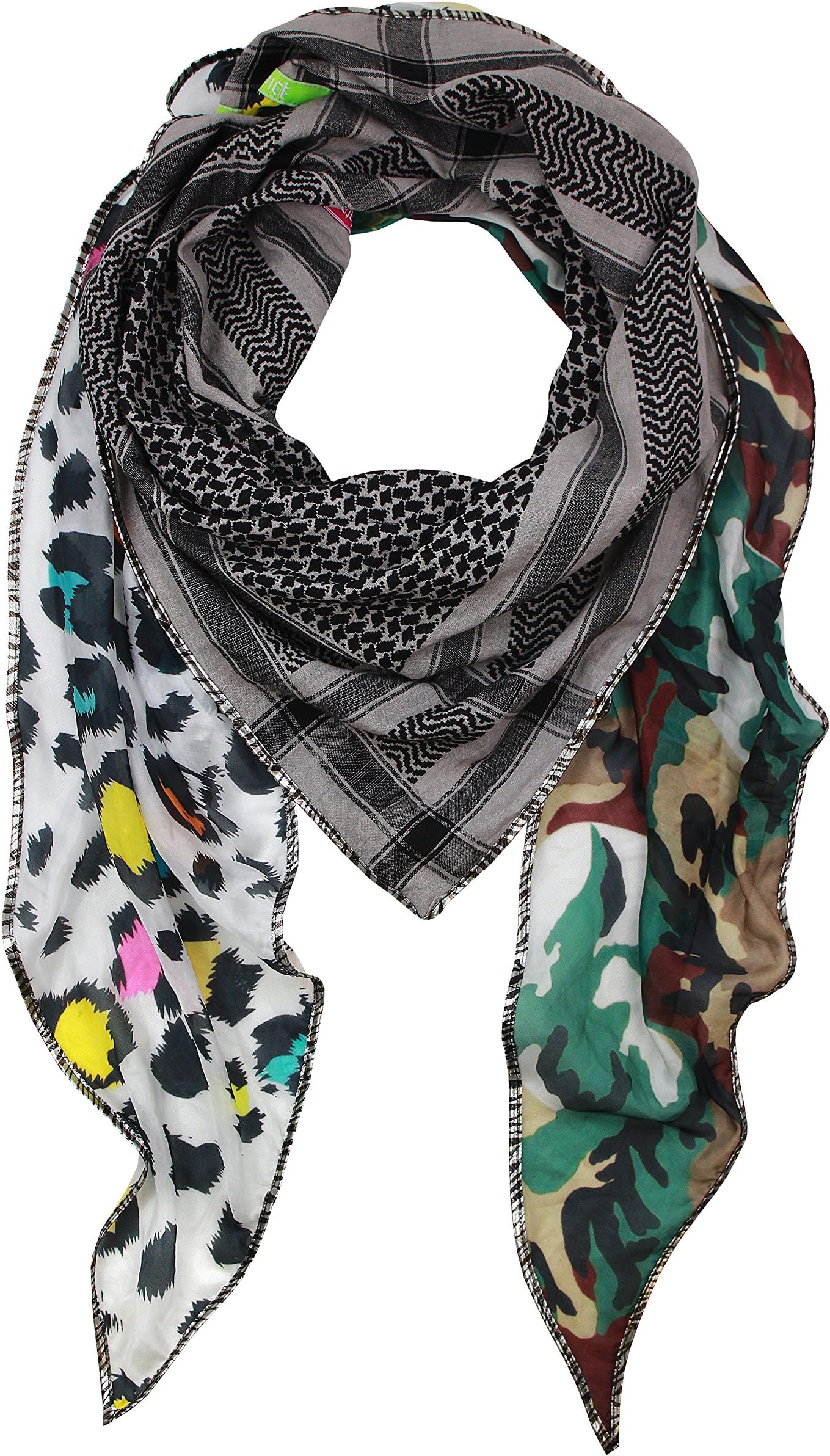 Plomo o Plata Women's Scarf multicolour Weiß, Grau, Grün, Gelb One size
