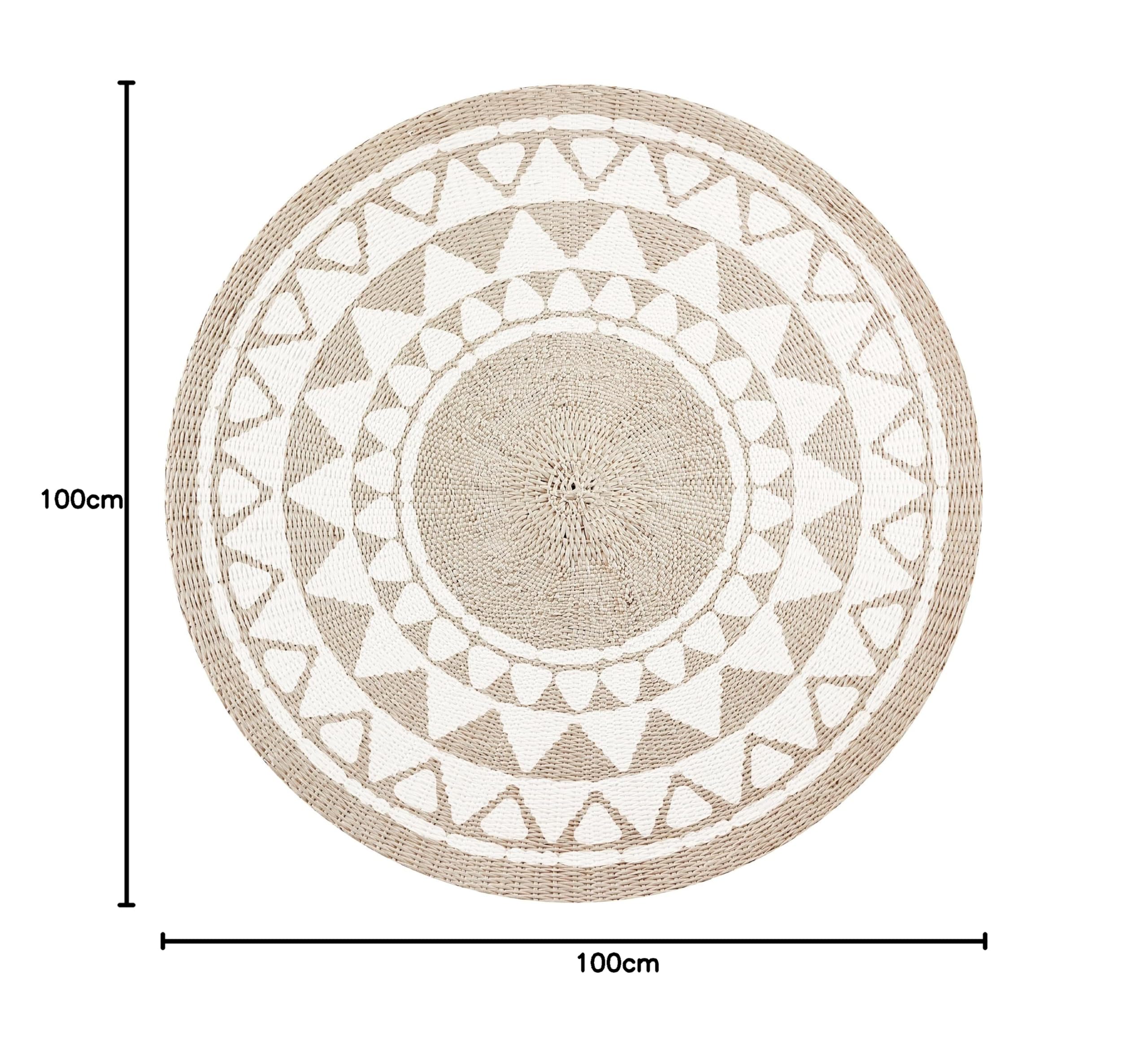 VINILIKO Design | Tapis Vinyle Rond uni imprimé - Khamba Beige [diamètre] 100 cm - Intérieur et extérieur, antidérapant, imperméable, Lavable - Plusieurs Tailles - Tapis Vinyle pour Salon, terrasse