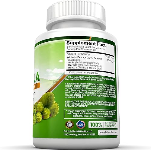 Miniatura 3 de BRI Nutrición Triphala1000mg VeggieHimalaya Triphala Extracto Pure PlusSuministro de 60días120ct Veggie Cápsulas