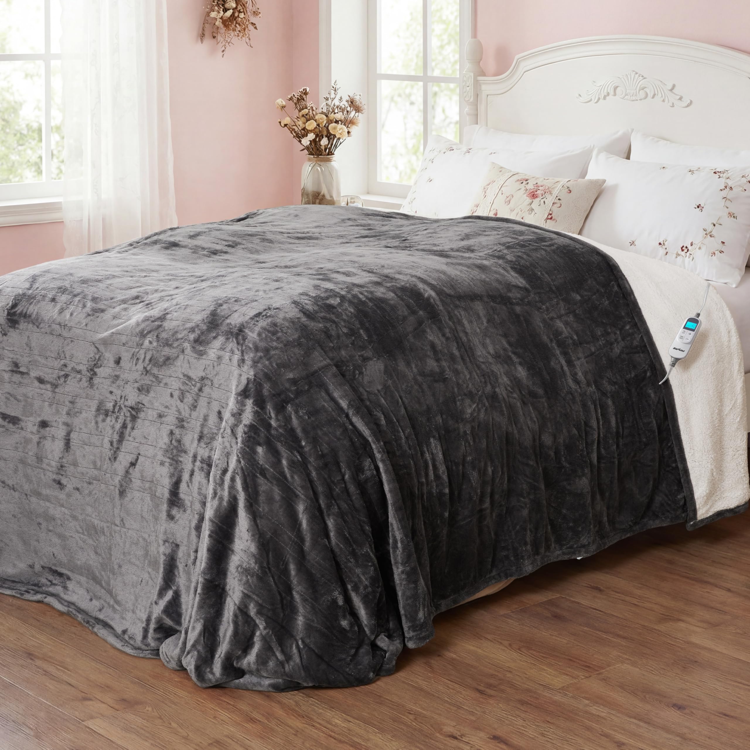 Amazon.com: SUNVIVI Heated Blanket King Size, Electric Throw Dual