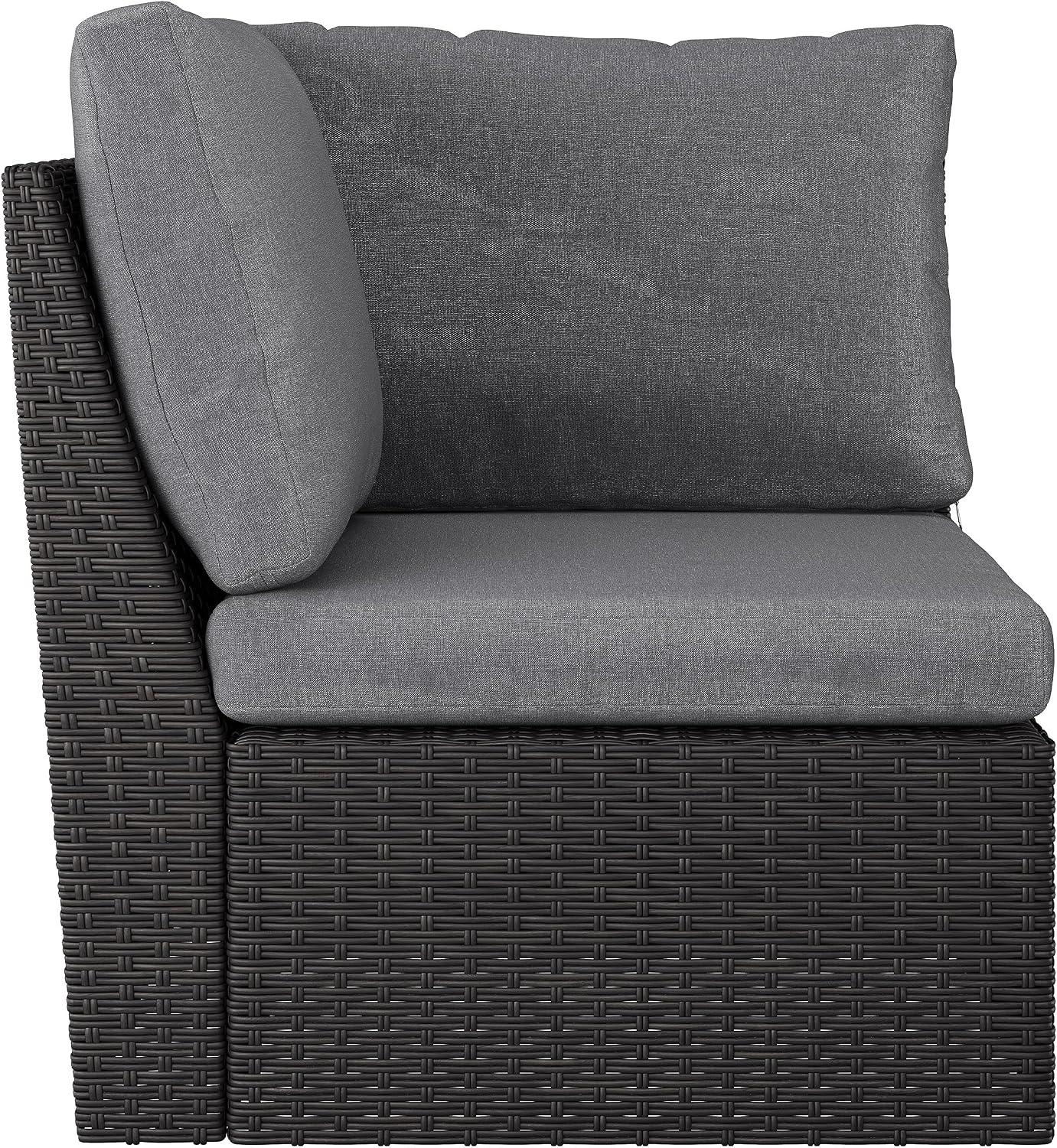 Close-up front view of the CorLiving Brisbane Corner Sectional Piece with cushions
