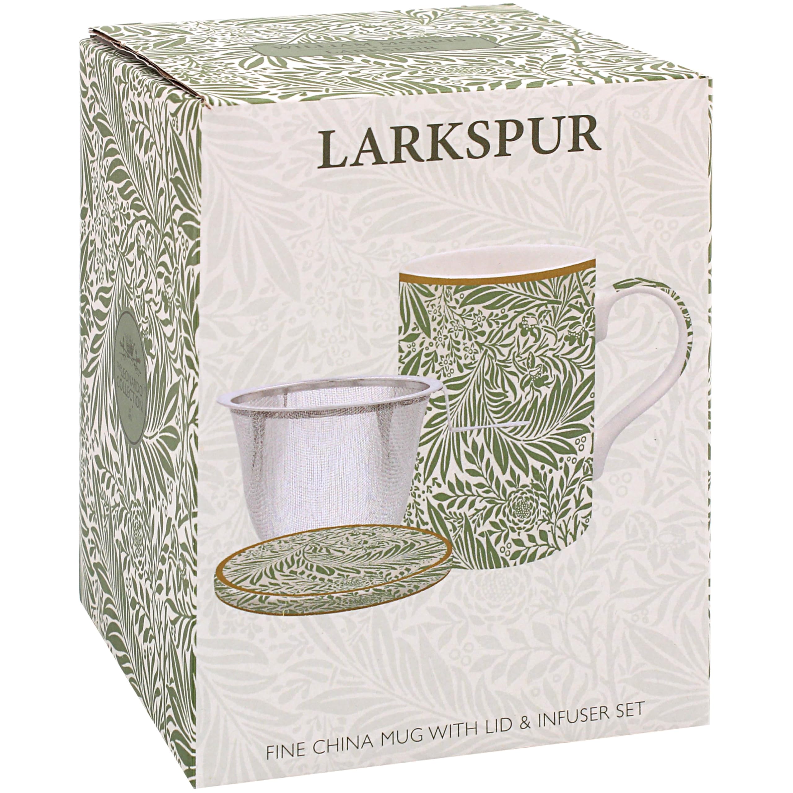 The Leonardo Collection Larkspur Mug & Coast & Infuser SetLovely Gifts for Women & Men | Designed by William Morris | Coasters Set for All Modern Kitchen & Offices