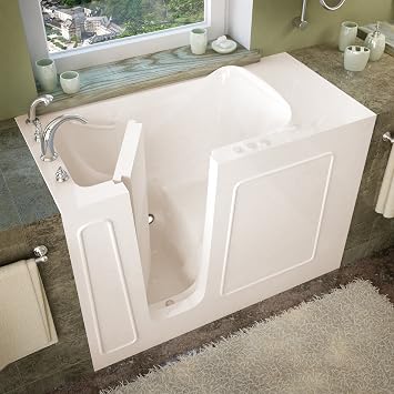 MT2653LBS Compact 26 by 53 by 38-Inch Walk In Soaker Bathtub Spa Left Side Door, Biscuit