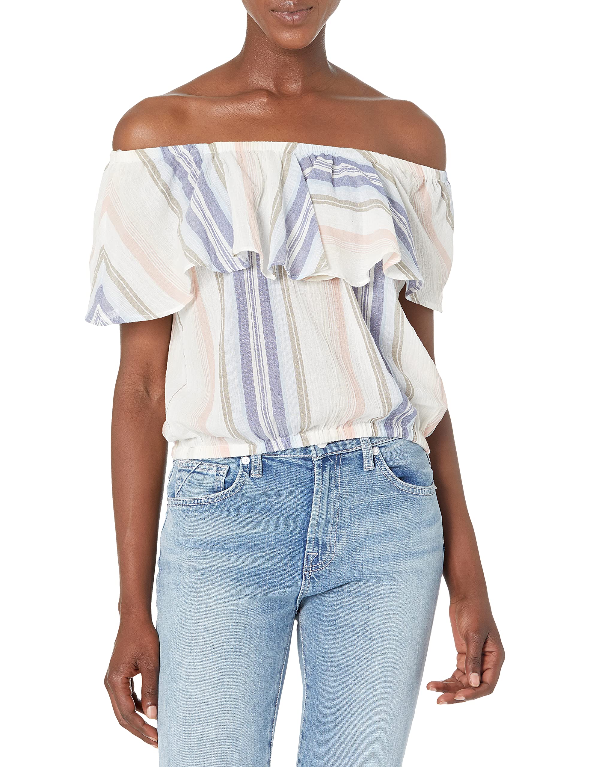 Michael StarsWomen's Jordy Prairie Stripe Multi-wear Flounce Top