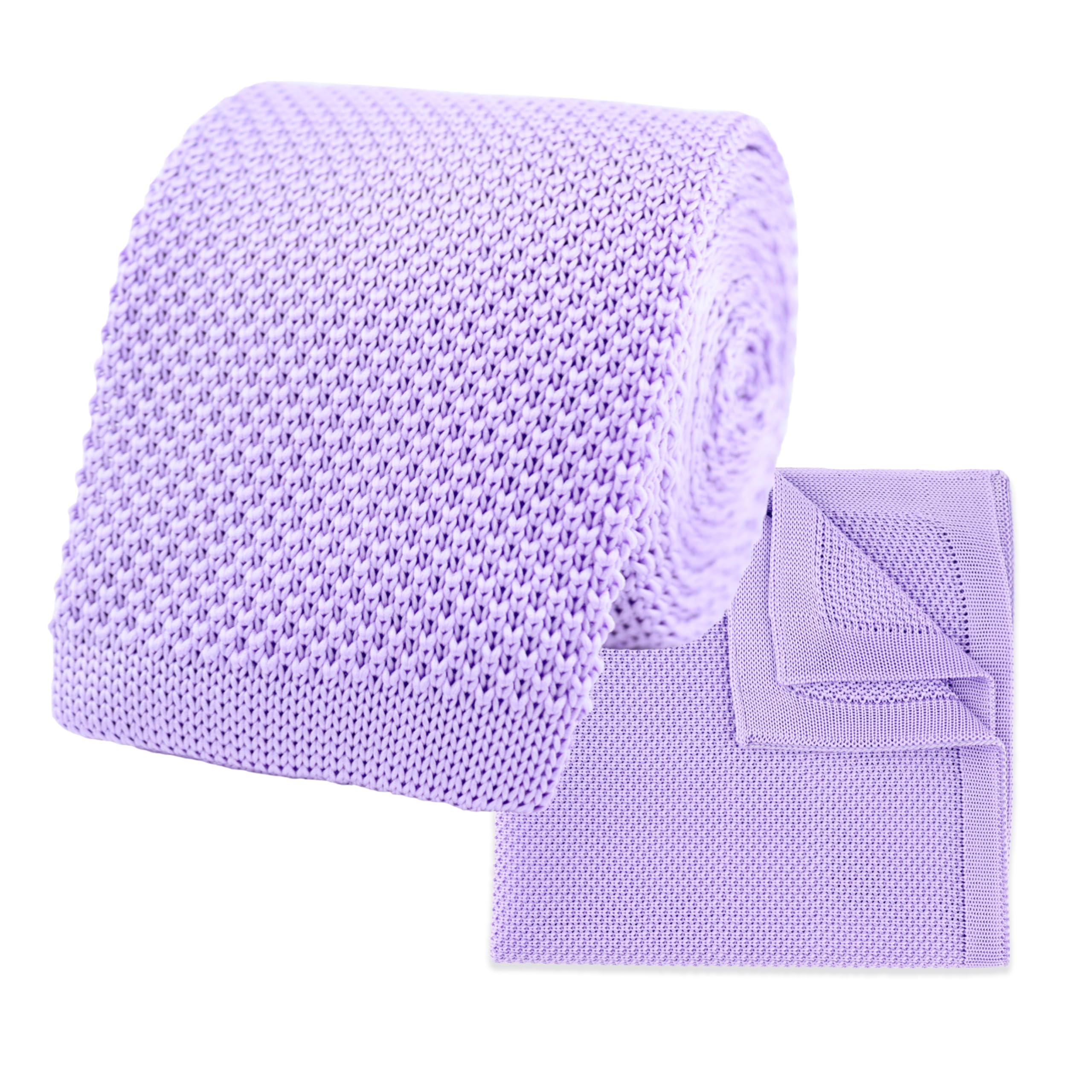 The Gents Lab Men's Pastel Purple 100% Polyester Square End Knitted Tie & Pocket Square Sets - Many Colours (Pastel Purple)