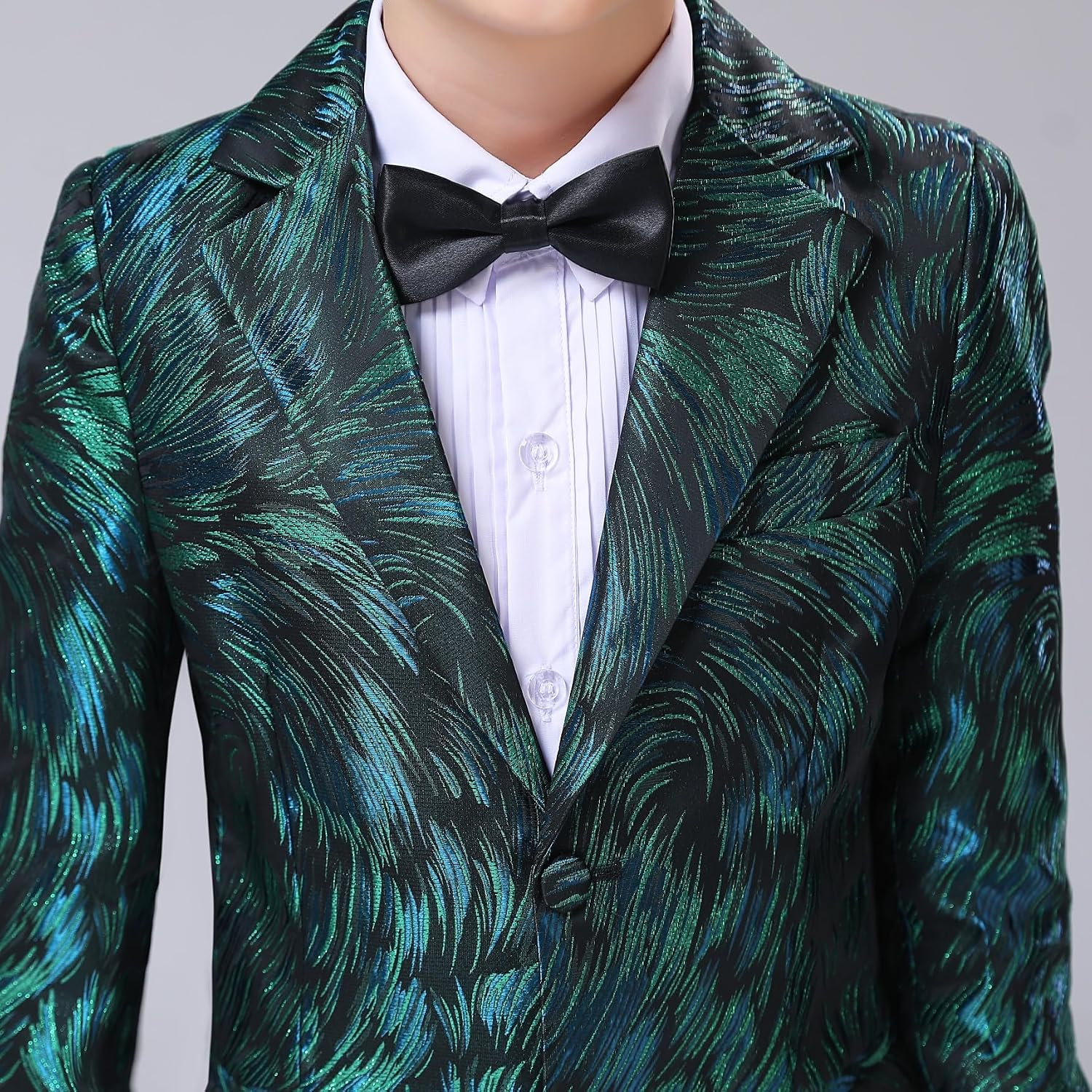 Boy Suits Teens Formal Tuxedo Wedding Prom Suit Jacquard Suits 4 Piece Blazer Jacket Pants Set with Bow Tie 2-20T