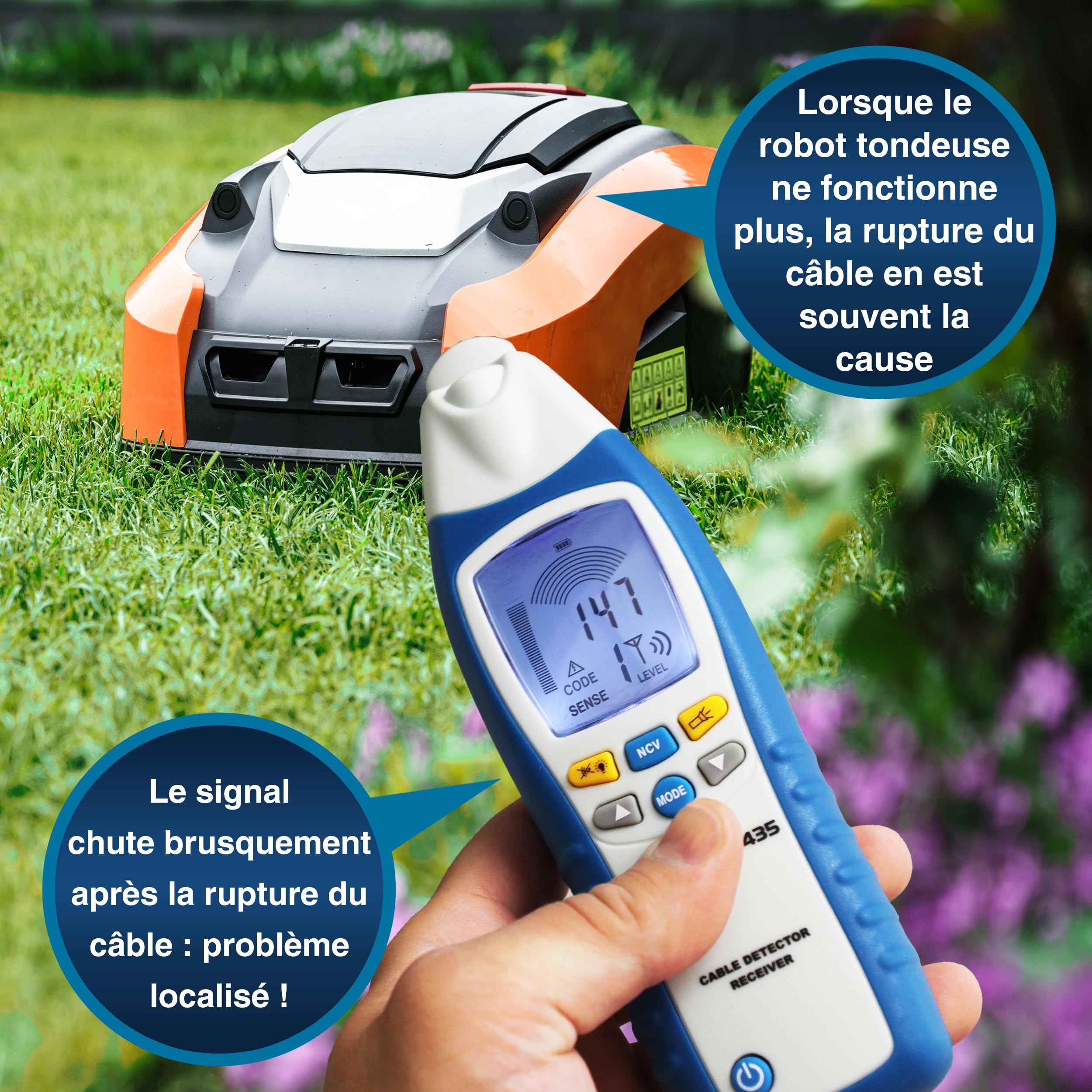 PeakTech 3435 - Détecteur de Câbles avec Émetteur et Récepteur, Voltmètre, Détecte les Courts-Circuits, Fusibles, Tuyauteries, y Compris dans les Murs, Plafonds et Sols - jusqu'à 2m de Distance