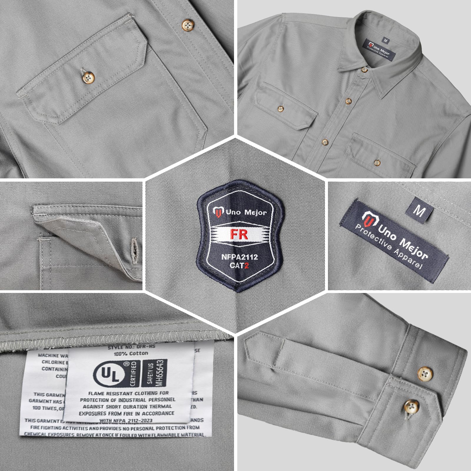FR Shirts - Camisa de soldadura ignífuga resistente al fuego para hombre, 212.6 g