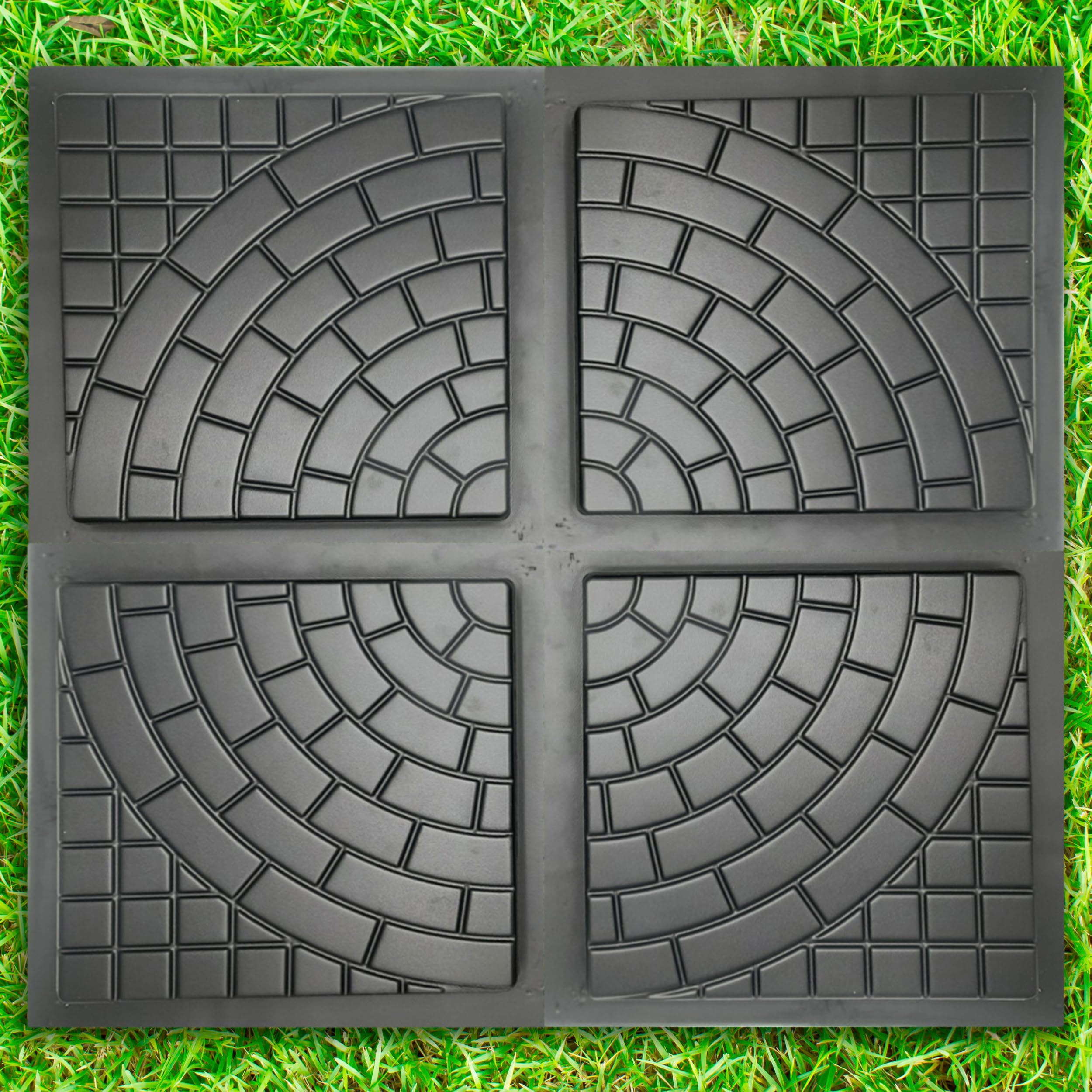 BETONEX Plastic Molds Concrete Set Patio Paving Mold 4 pcs - Big Beautiful Pathmaker Precast Concrete Molds and Forms Stampcrete for Walkways - Large Cobblestone Mold