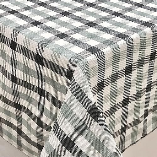 Miniatura 10 de CAIT CHAPMAN HOME COLLECTION Everyday Comfy - Mantel tejido de mezcla de algodón y poliéster a cuadros (mantel de 60 x 102 pulgadas, cuadros grises)