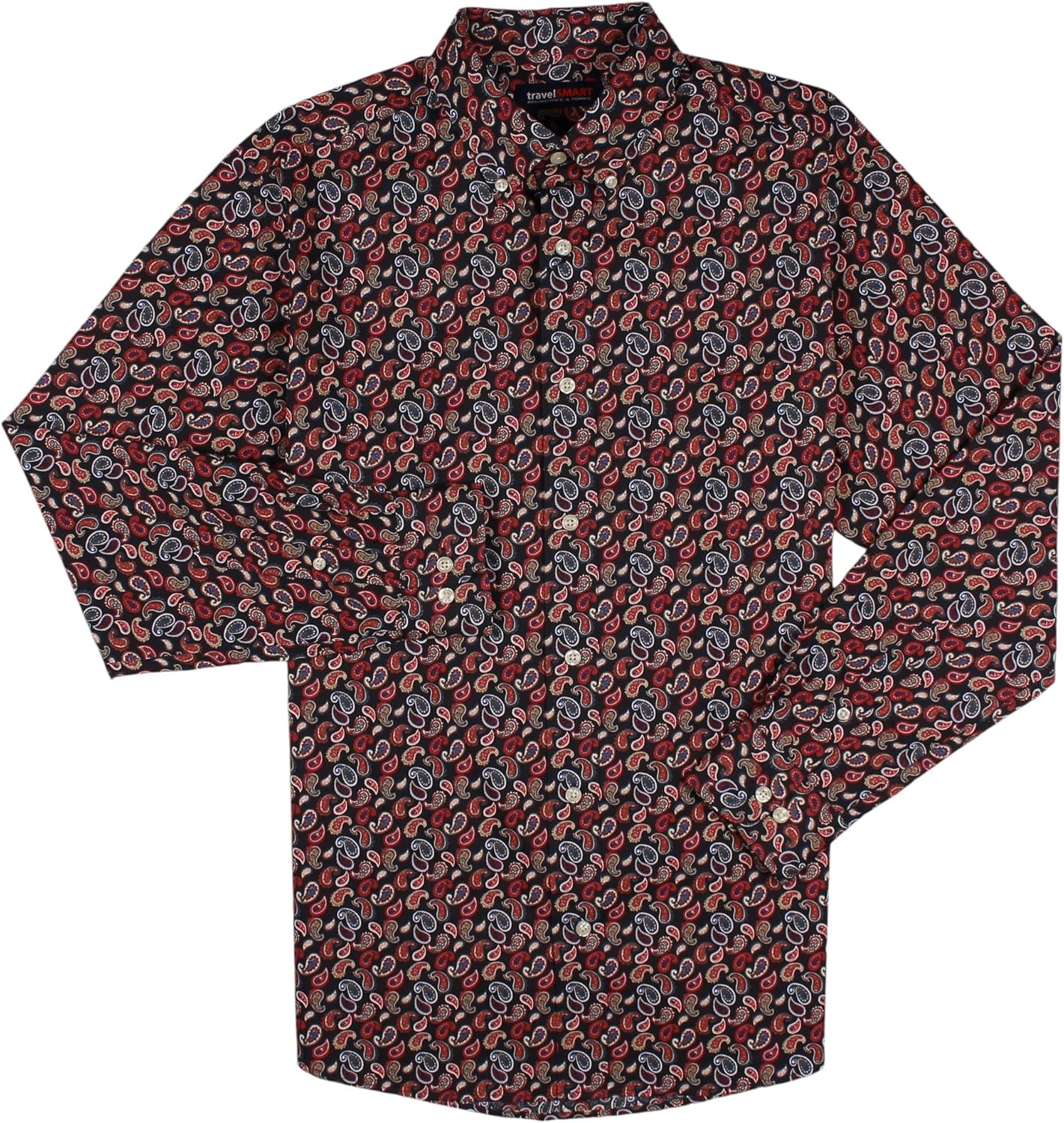 Roundtree & Yorke TravelSMART Wrinkle-Free Casual Shirts Men's Long Sleeve Button-Down Shirt with Pocket, Regular Sizes