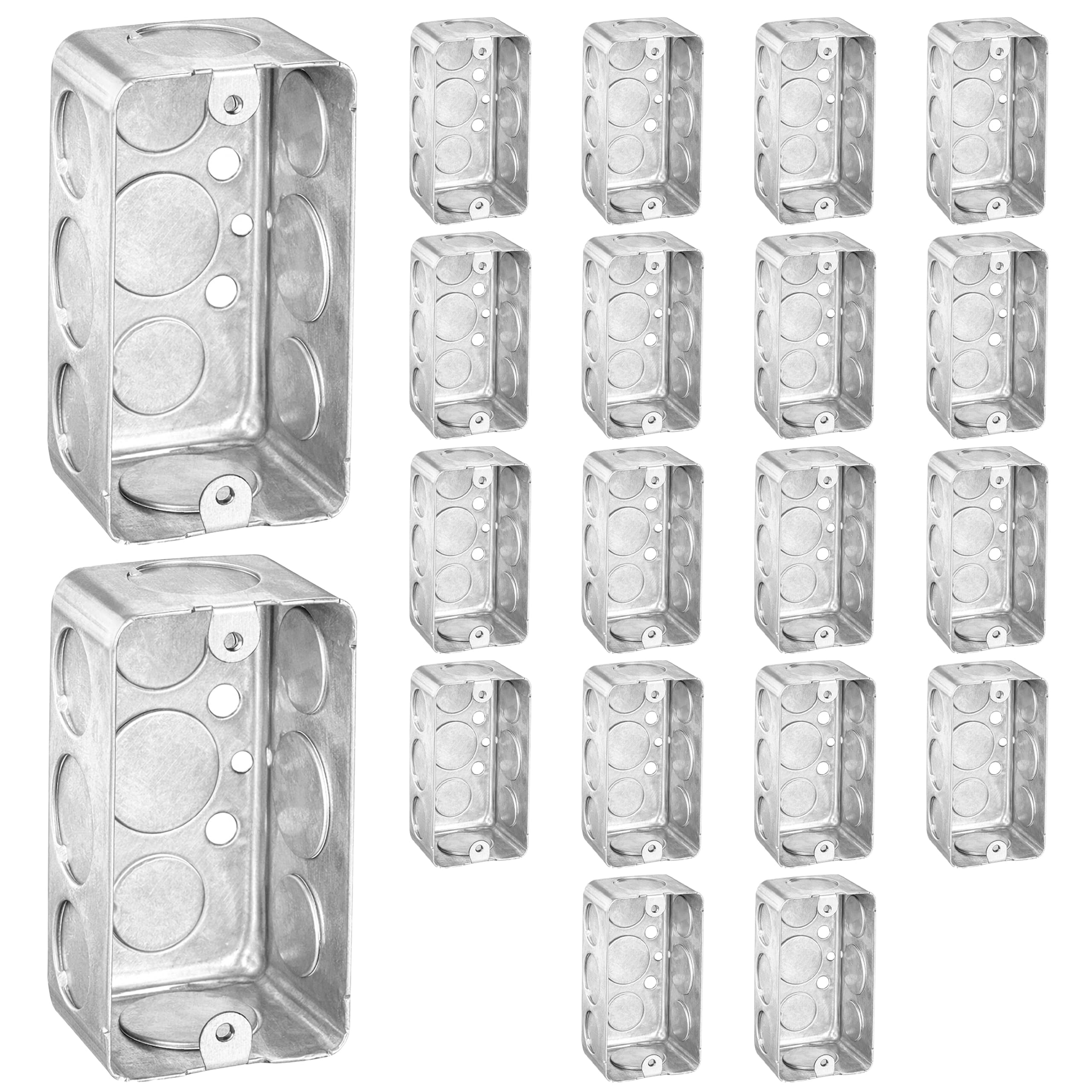 OHLECTRIC Scatola elettrica pratica (20 pezzi) di scatole di uscita in acciaio con 1/2" e 3/4" Knockout, 2-1/8 pollici di profondità, 17 Cu. in. Scatola di giunzione in acciaio