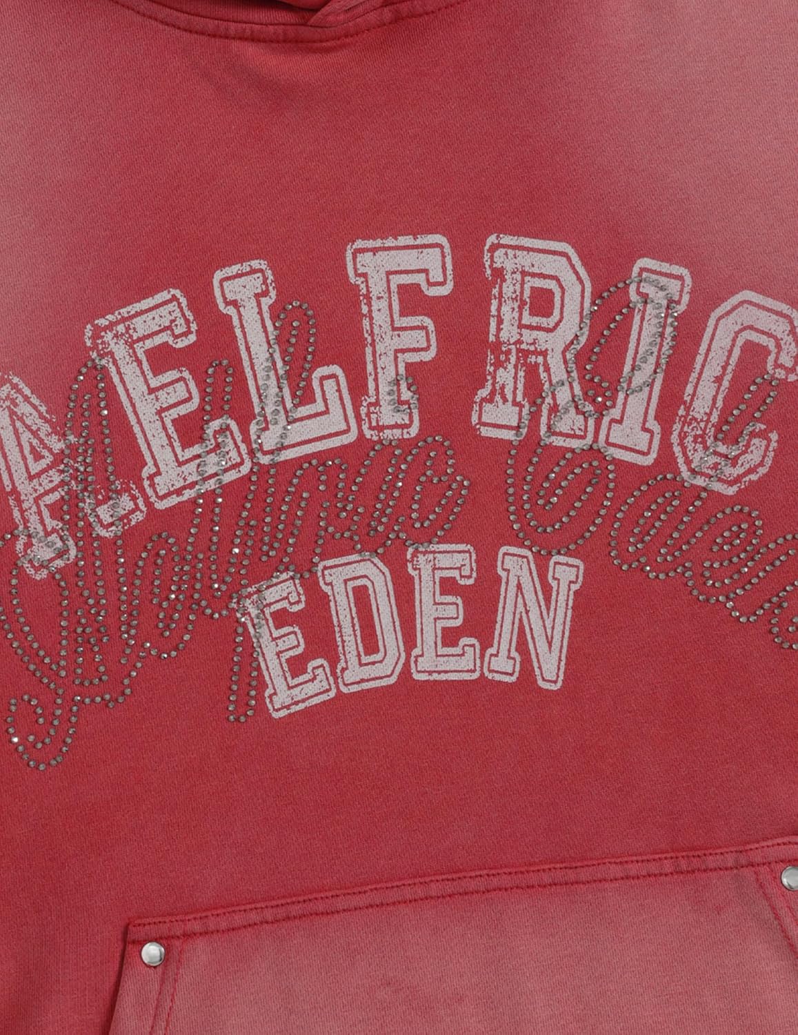 Aelfric Eden Boxy Rhinestone 77 Graphic Hoodie Vintage Distressed Pullover Unisex Streetwear with Pockets
