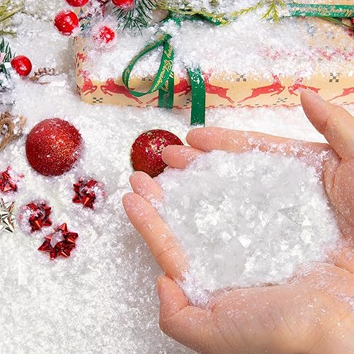 Miniatura 3 de Decoración de nieve falsa de Navidad de 20 onzas  20.11 oz - Relleno de polvo de nieve artificial blanco parpadeante - nieve artificial brillante