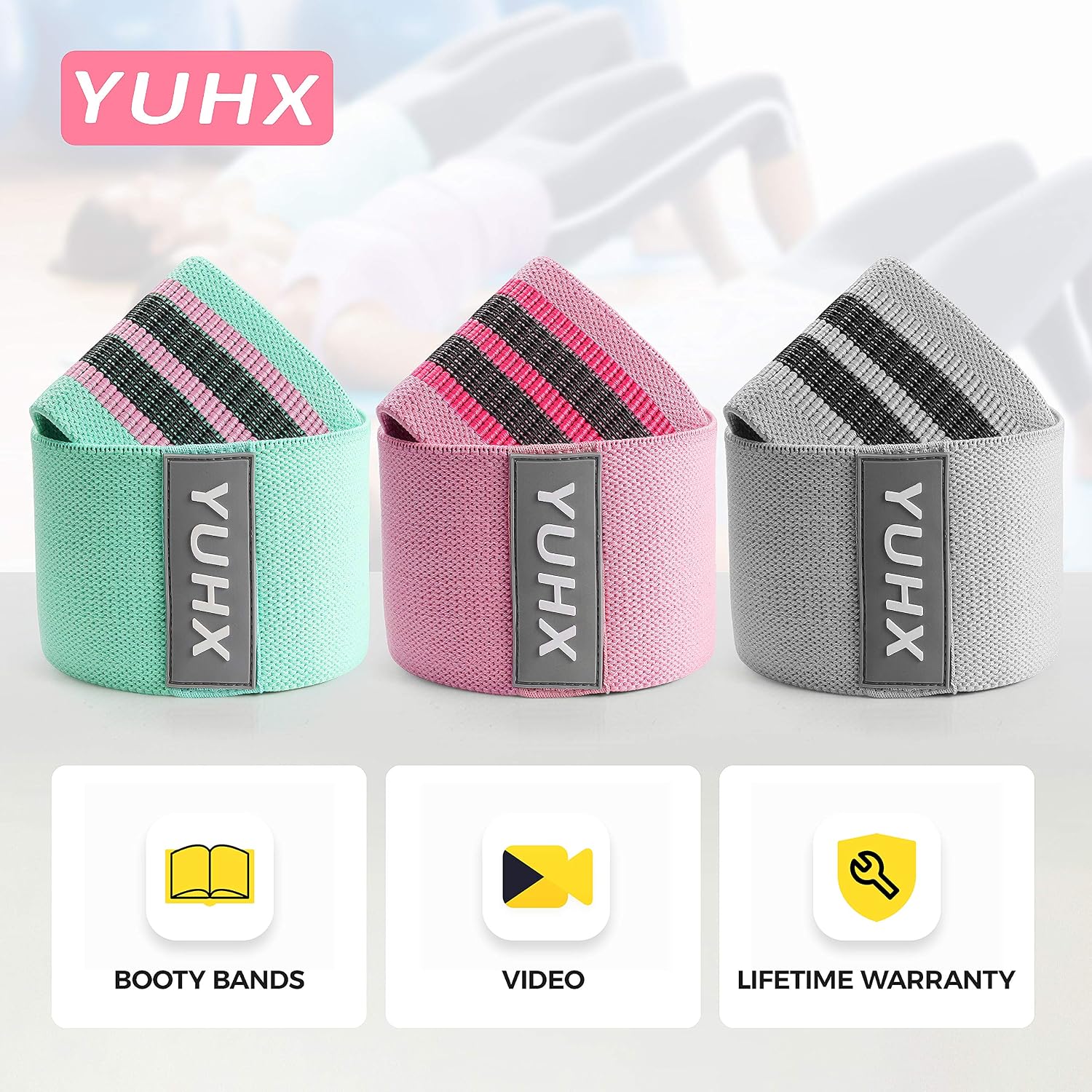 [Latest 2021] Resistance Bands for Legs and Butt, Fabric Workout Booty Glute Thigh, Women/Men Stretch Exercise Loops, Thick Wide Non-Slip Gym Bootie Fitness Band 3 Set for Squat Glute Hip Training