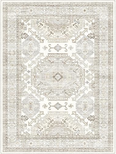 Miniatura 29 de Alfombras lavables de área 8x10, para sala de estar, alfombra antideslizante de pelo bajo para comedor dormitorio Crema claro,Beige,Beige