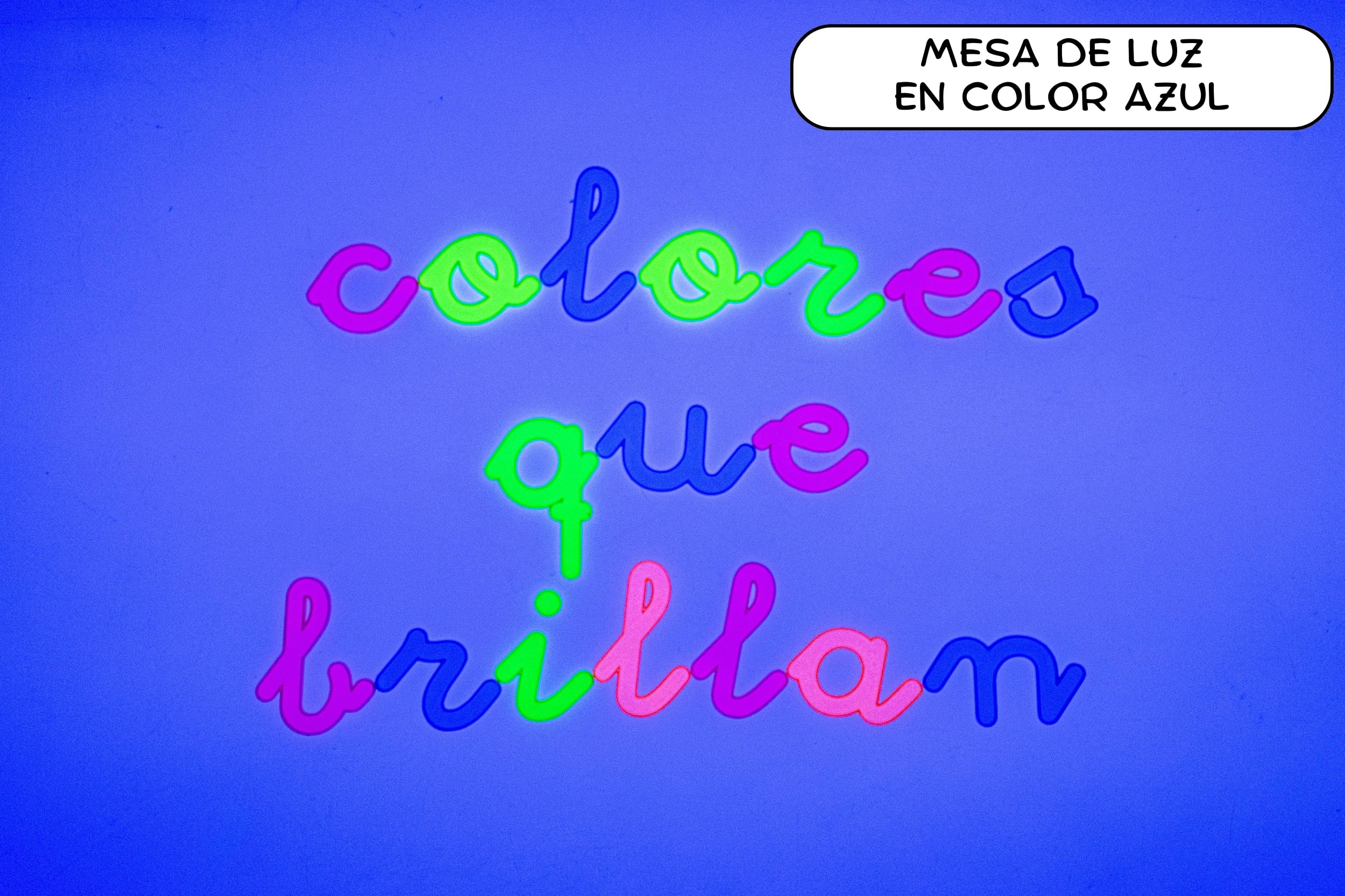 Abecedario Fluorescente en minúsculas enlazadas- 94 Letras - Letras neón Que Brillan con luz Negra - Material para luz Negra