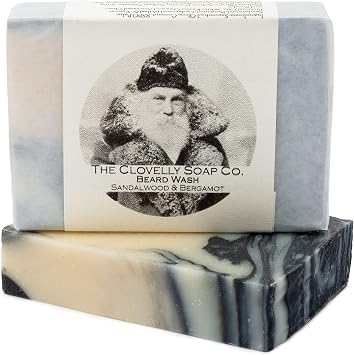 Clovelly Soap Co Natural Handmade Beard Shampoo Soap Bar Sandalwood & Bergamot 100g