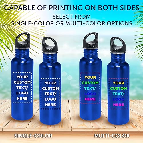 Miniatura 6 de DISCOUNT PROMOS Botellas de agua personalizadas de acero inoxidable de 26 onzas, juego de 10, paquete a granel personalizado, reutilizables, a