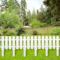 Vista 5 de ELECLAND Valla de jardín de 12 piezas con 12 piezas de inserción de valla de plástico blanco valla de jardín bordes de valla de césped parterres