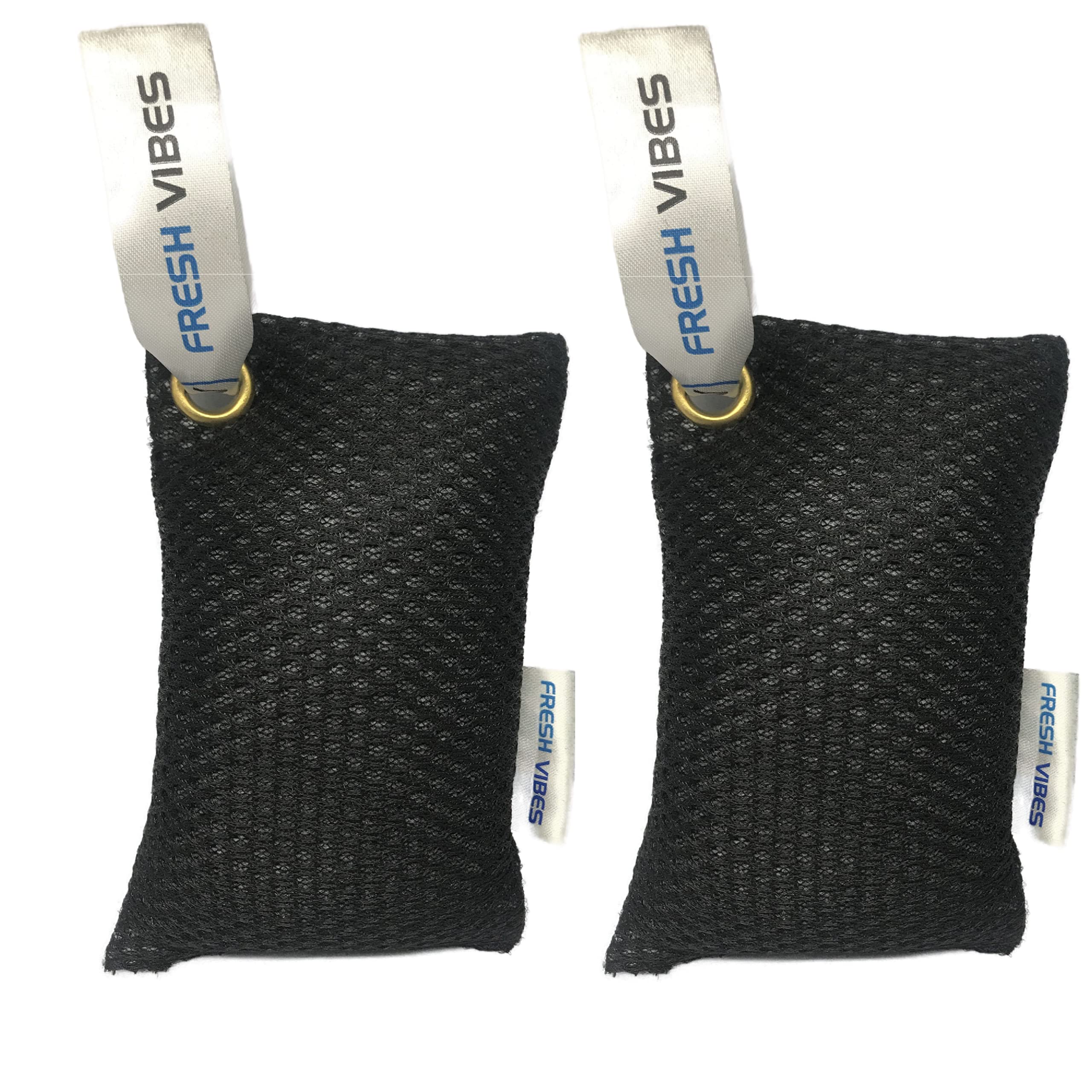 FRESH VIBES Non-Electric 2X200G Coconut Charcol Powder Air Purifer Bags, Odour Absorbers For Car, Home, Kitchen, Activated Charcoal Deodorizer Bags