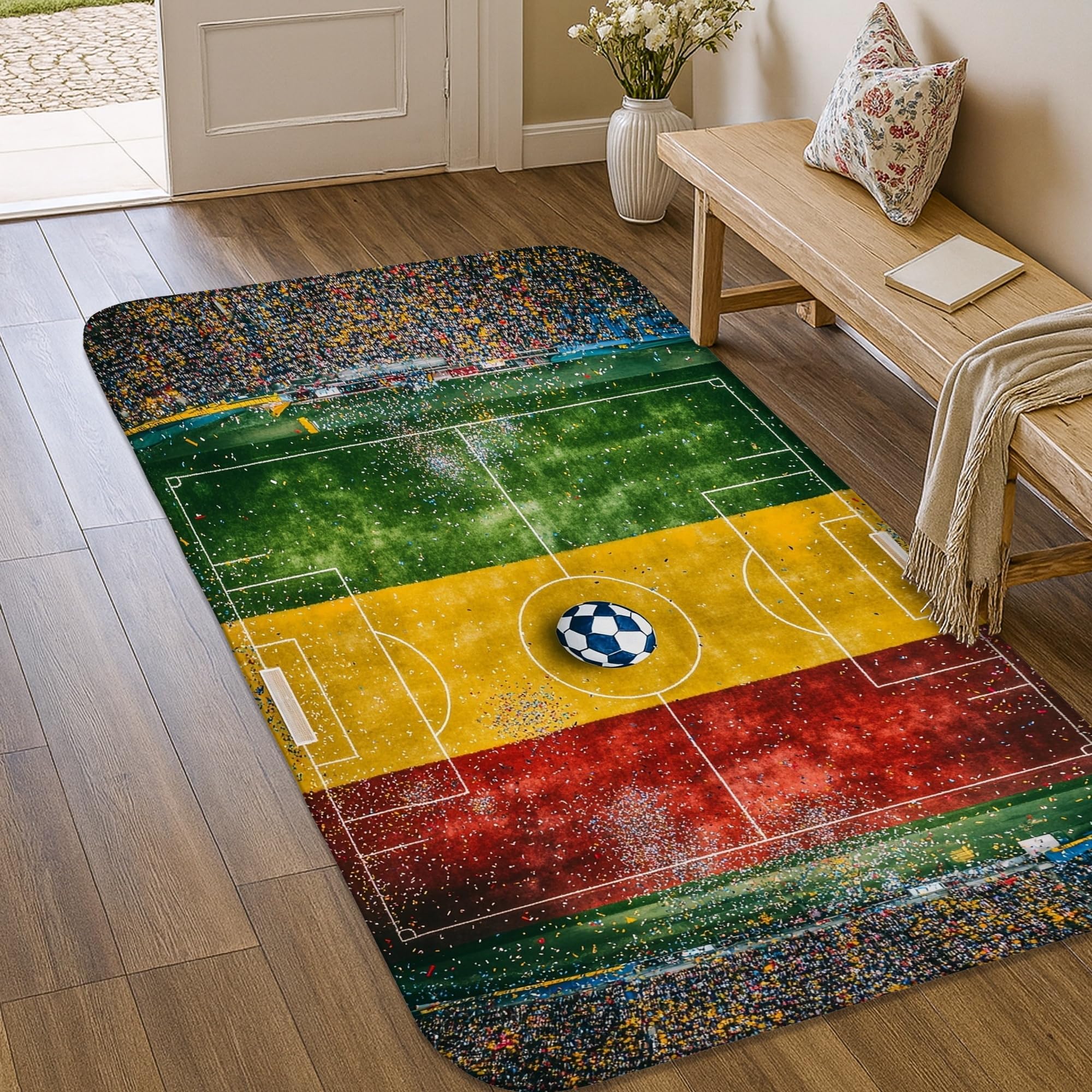 Tapis de terrain de football lignes de but espiègles vert