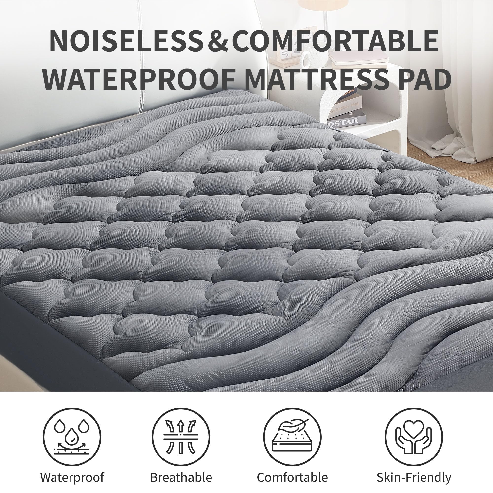 SONIVE Materasso Queen Size – Topper In Microfibra Morbido E Impermeabile 3D+7D