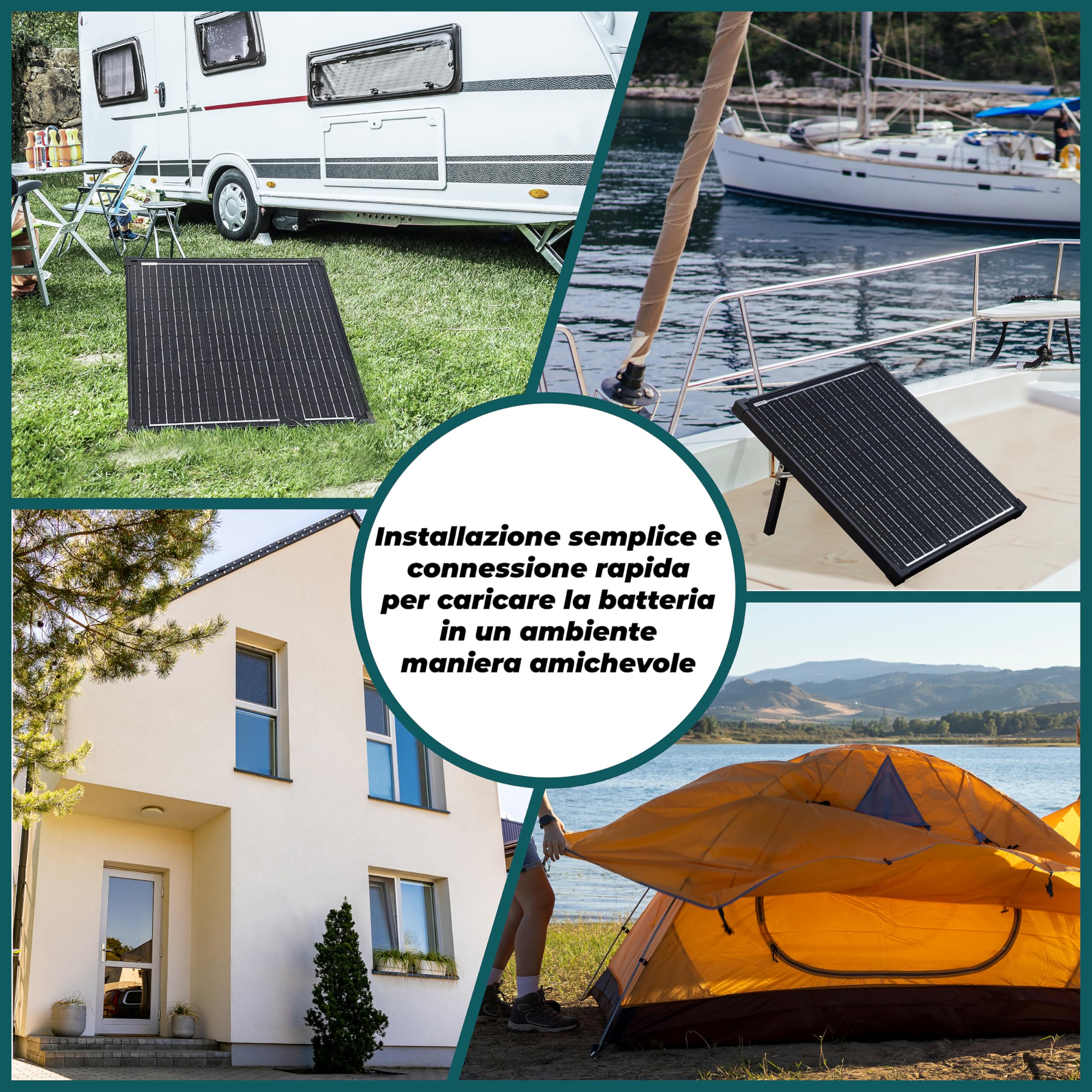 Technaxx Pannello Solare Portatile 50W Monocristallino con Controller LCD Kit Caricatore Solare con 2 USB 18V 2.78A Pannello Solare per Campeggio Giardino Camper Batterie 12V LiFePO4 AGM Gel - TX-214