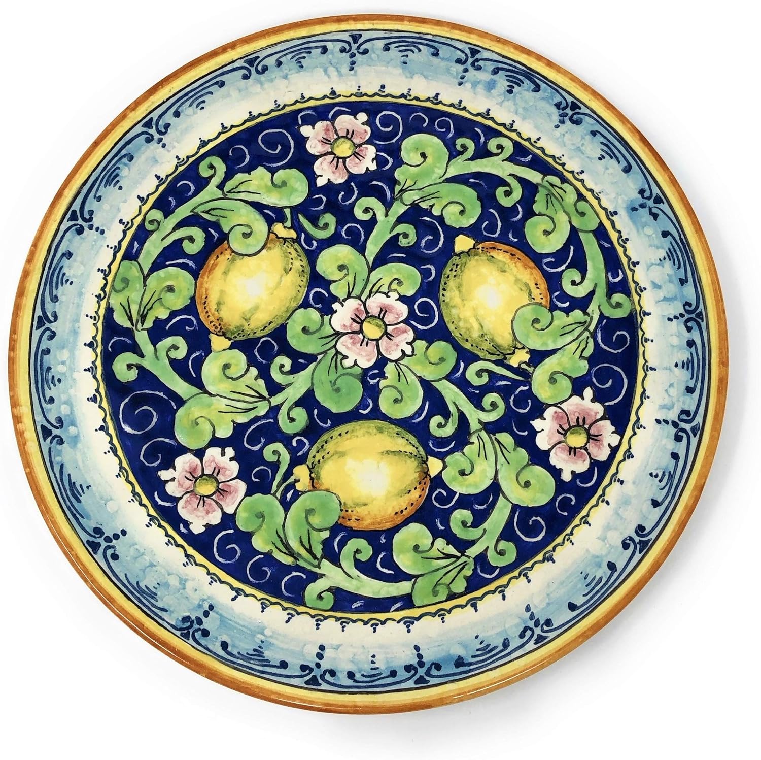 CERAMICHE D'ARTE PARRINI - Italian Ceramic Art Pottery Hand Painted Plate Flat Dish Decorated Lemons Made in Italy Tuscan