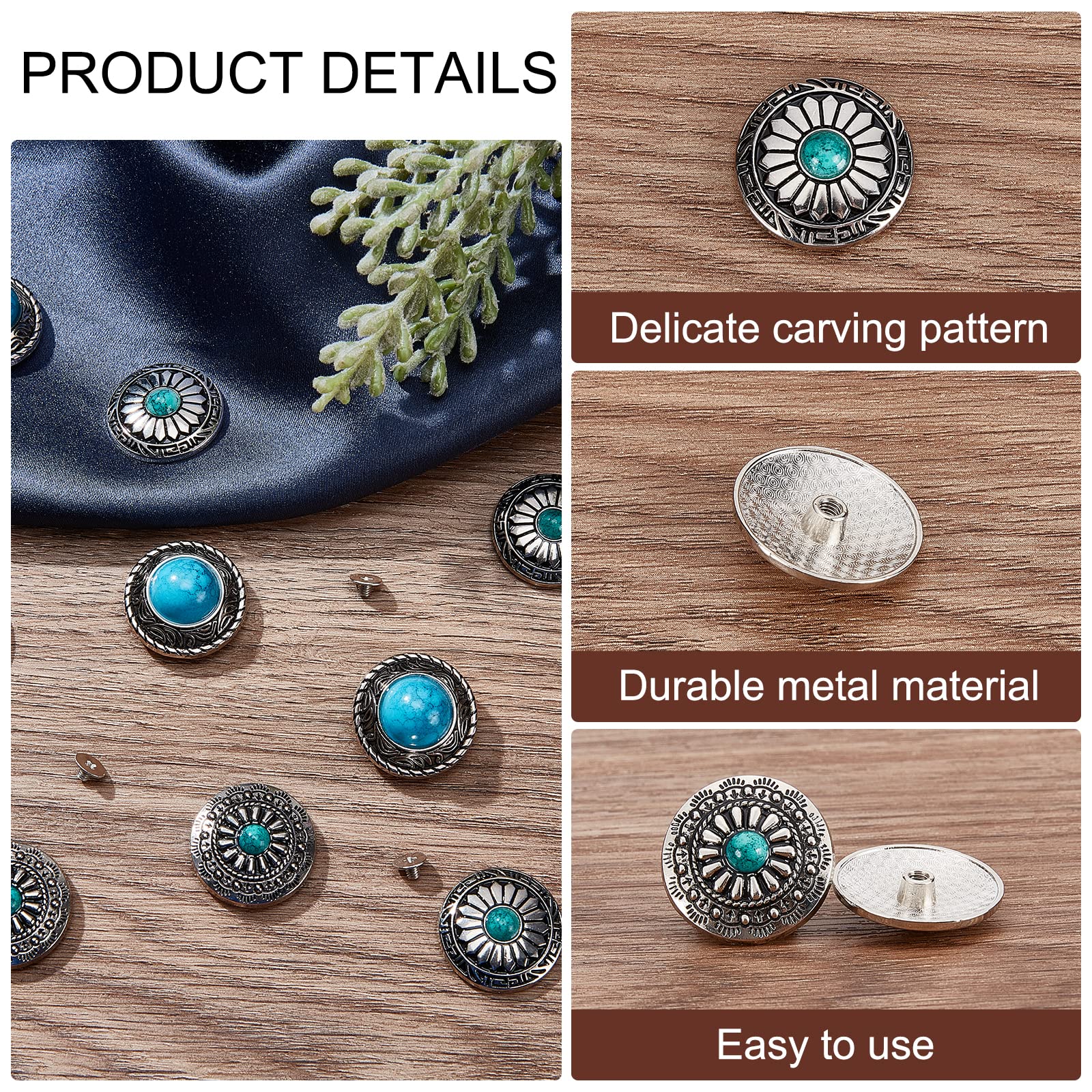5PCS bottoni decorativi in pelle Conchos ve a ... - Aliexpress