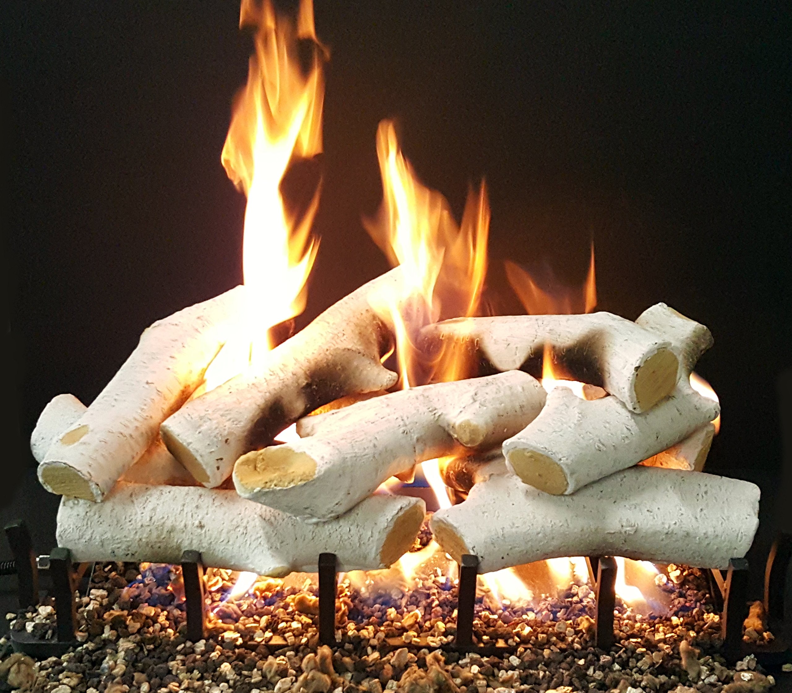 Amazon.com: Sierra Gas Logs Kit with Bi-Flo Burner - Natural Gas Vented Gas  Logs - Rustic Aspen (30) : Home u0026 Kitchen