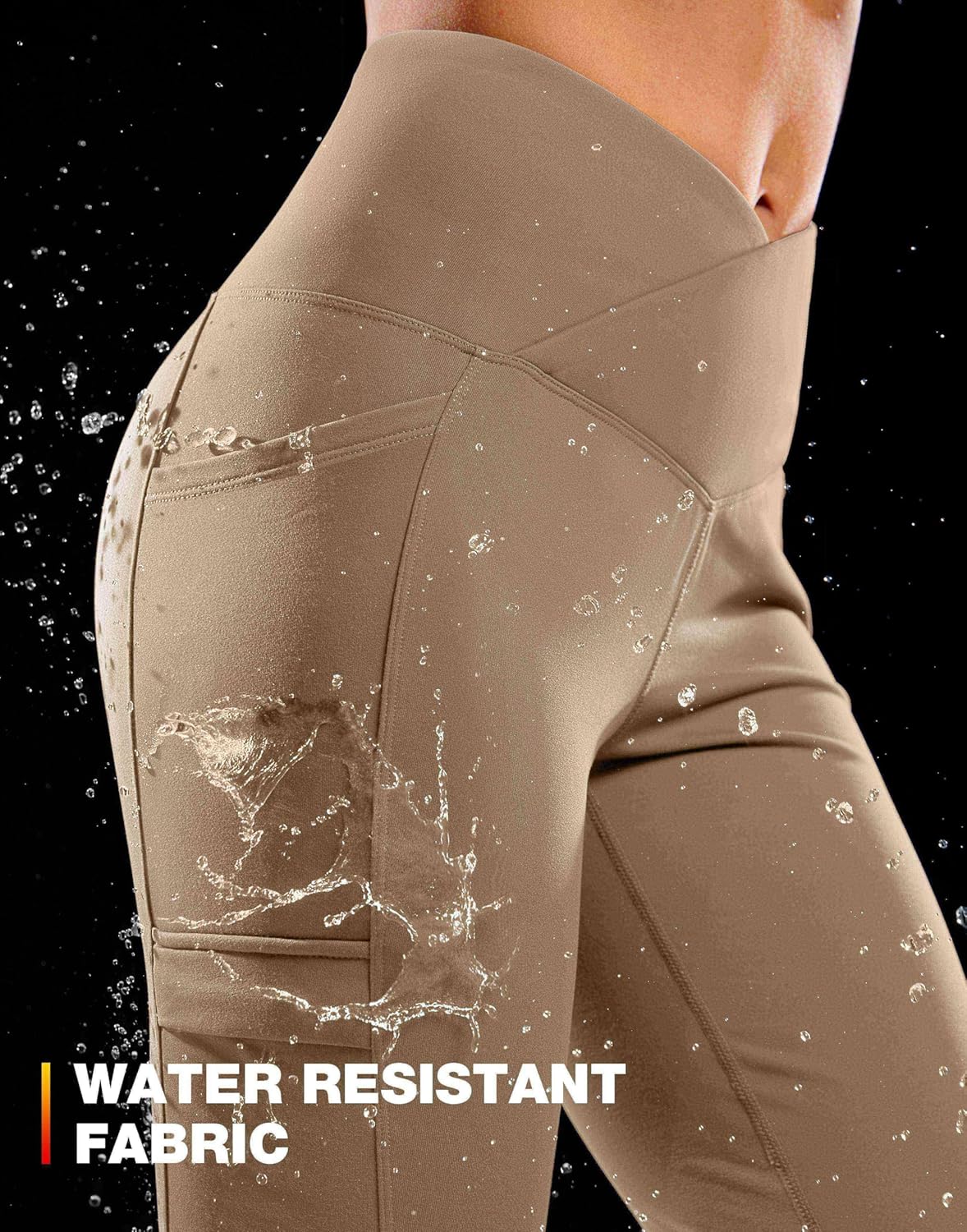 G Gradual Women's Fleece Lined Pants Water Resistant Winter Thermal Flare Leggings Hiking Snow Pants for Women 4 Pockets - Image 4