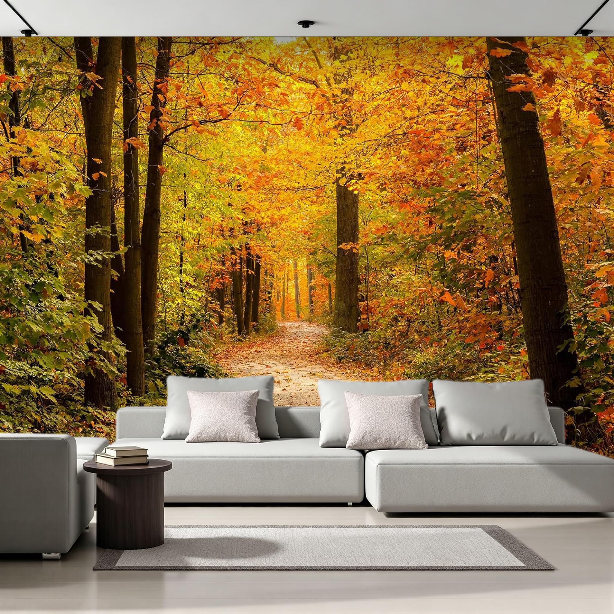 Forêt d'érables poster mural géant 3D pour agrandir visuellement un salon ou bureau