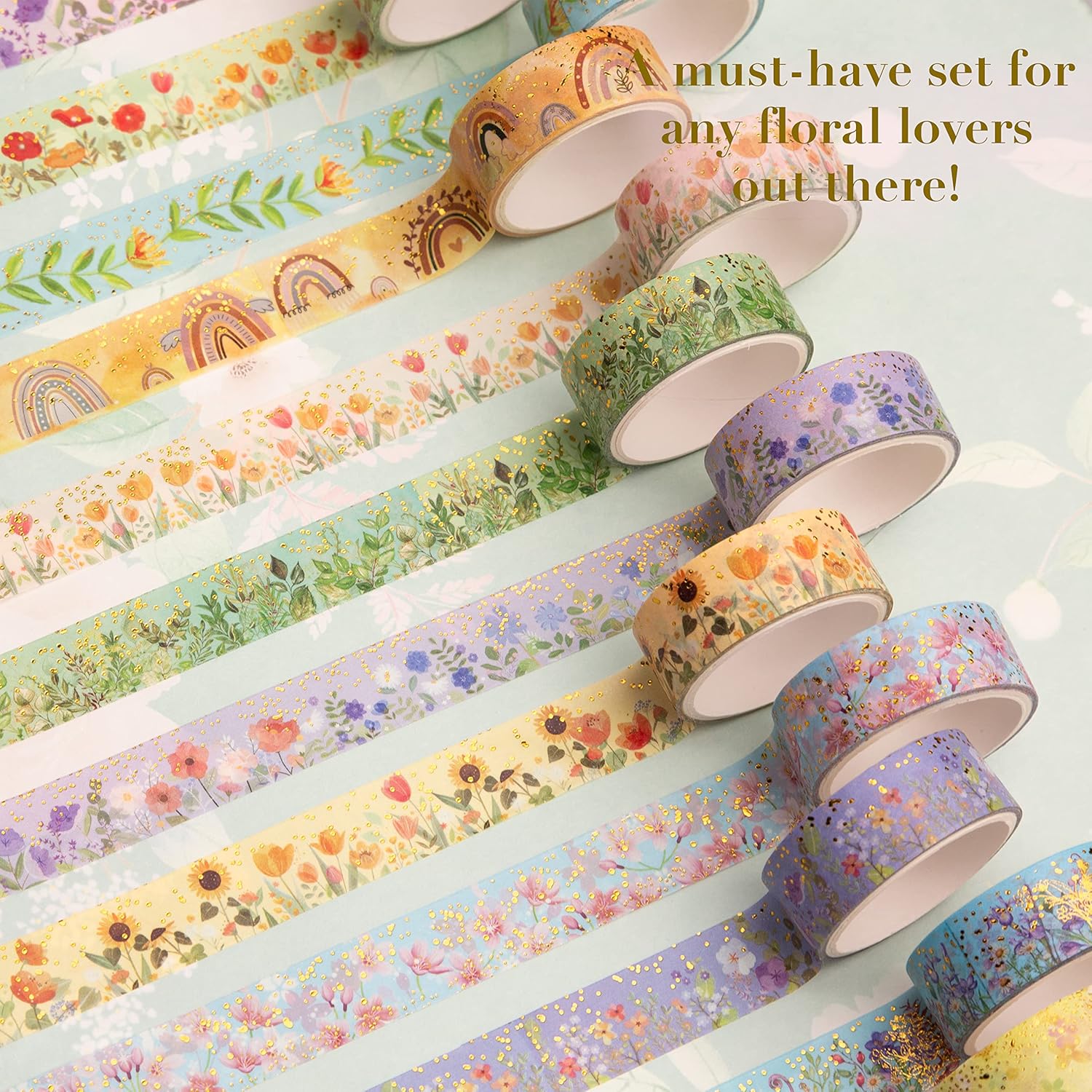 slapaflife 50 Rolls Washi Tape Set, Gold Foil Flower Decorative Adhesive Tape for Scrapbook,Washi Tape for Journaling,Scrapbooking Supplies. : Arts, Crafts & Sewing