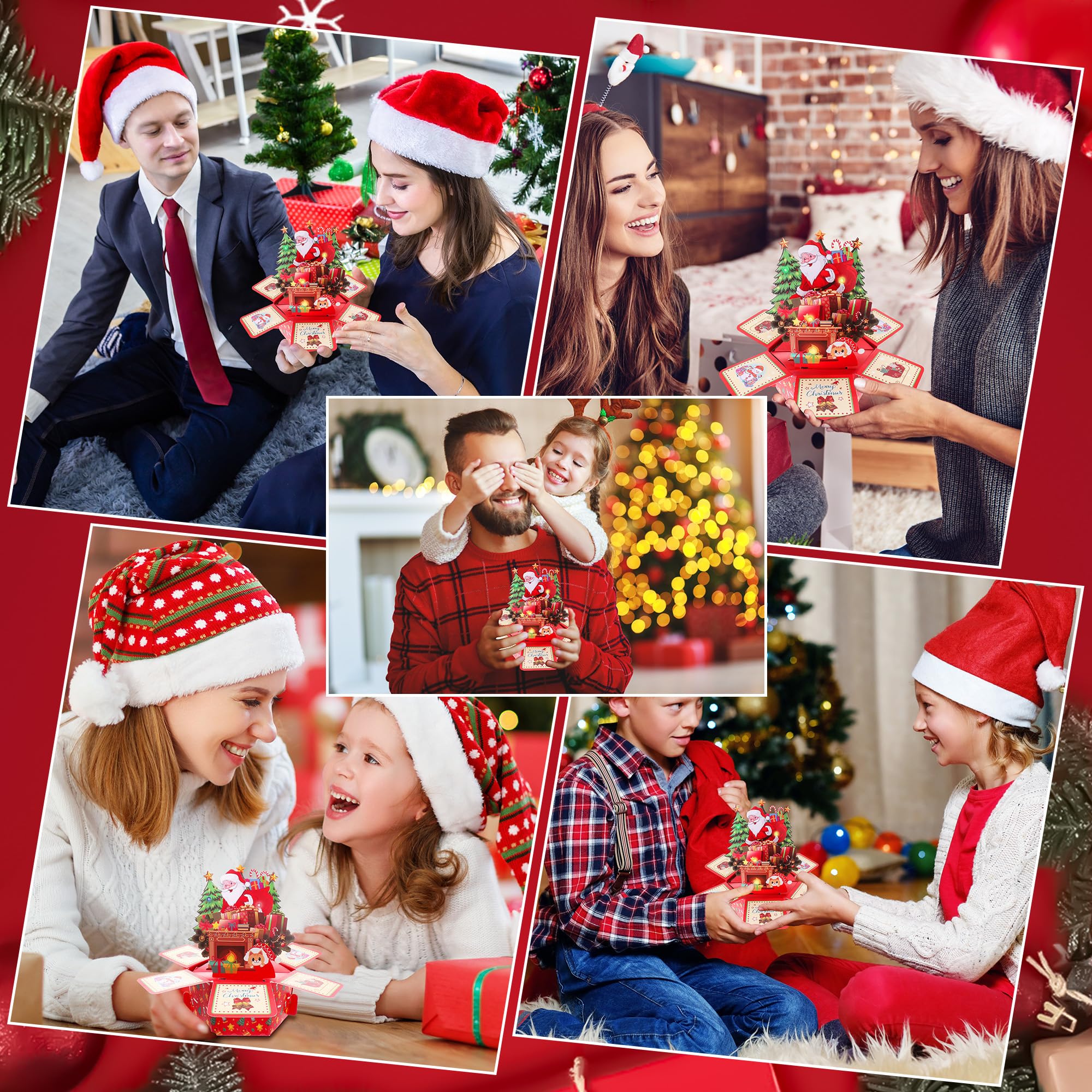 APOTODITO Biglietti di Natale 3D, divertenti, biglietto di Natale pop-up con musica, biglietti di Natale con busta, regali di Natale per bambini, uomini, Natale e Capodanno