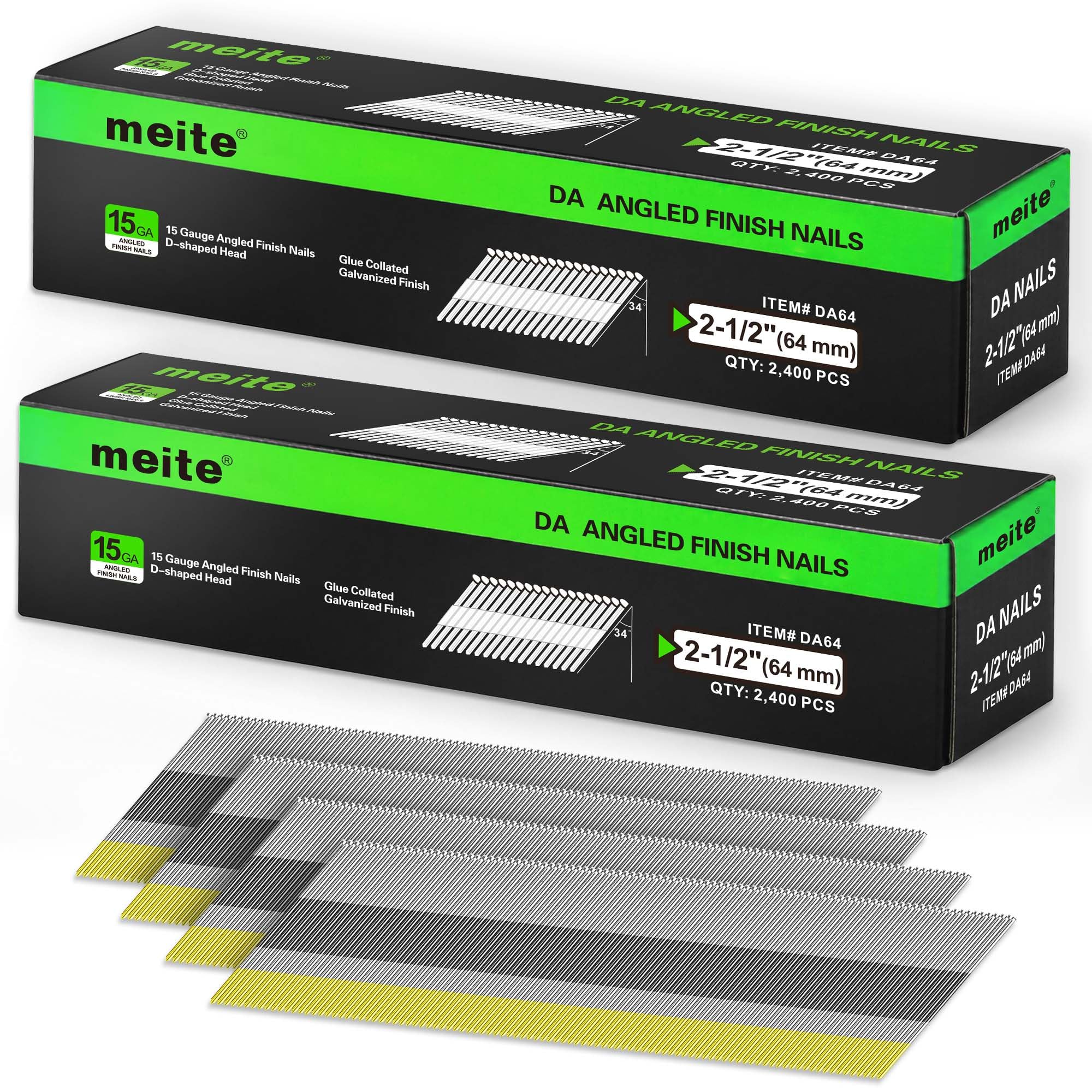 Meite 15 Gauge Angled Finish Nails - 2.5" (34 Degree) -11 Meite 15 Gauge Angled Finish Nails - 2.5" (34 Degree) -11