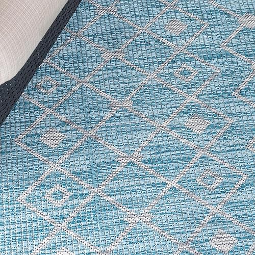 Vista 753 de Unique Loom Alfombra Colección enrejado Marroquí Celosía Transicional Interior y Exterior, Polipropileno Gris carbón/natural